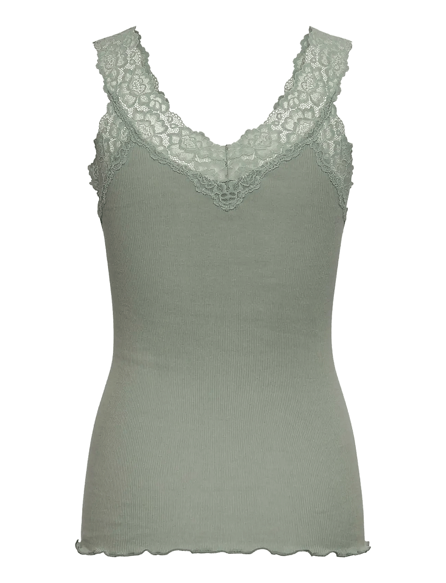 Rosemunde - Organic top w/ lace - Ärmellose tops - green milieu - 2