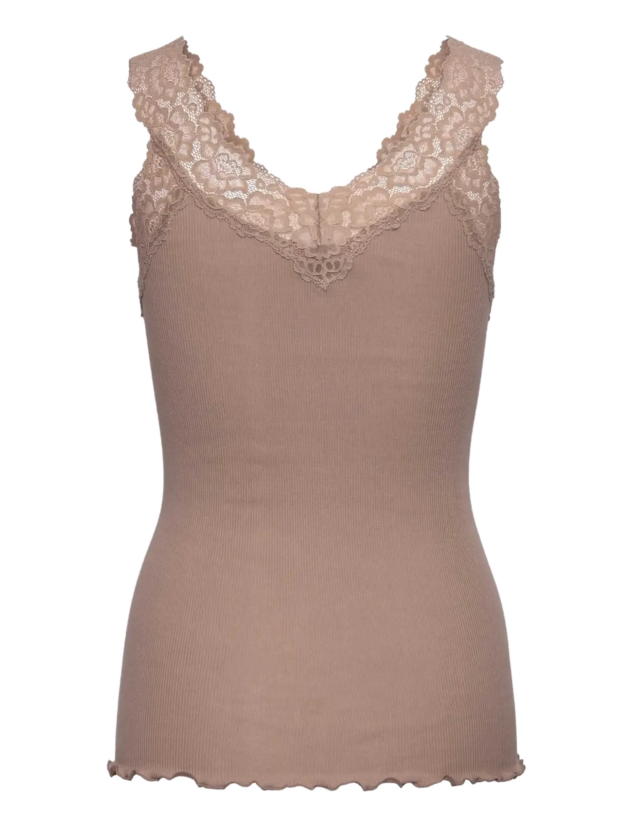 Rosemunde - RWBernadine Organic Cotton SL Lace Top - topid ja varrukateta alussärgid - mocha meringue - 1