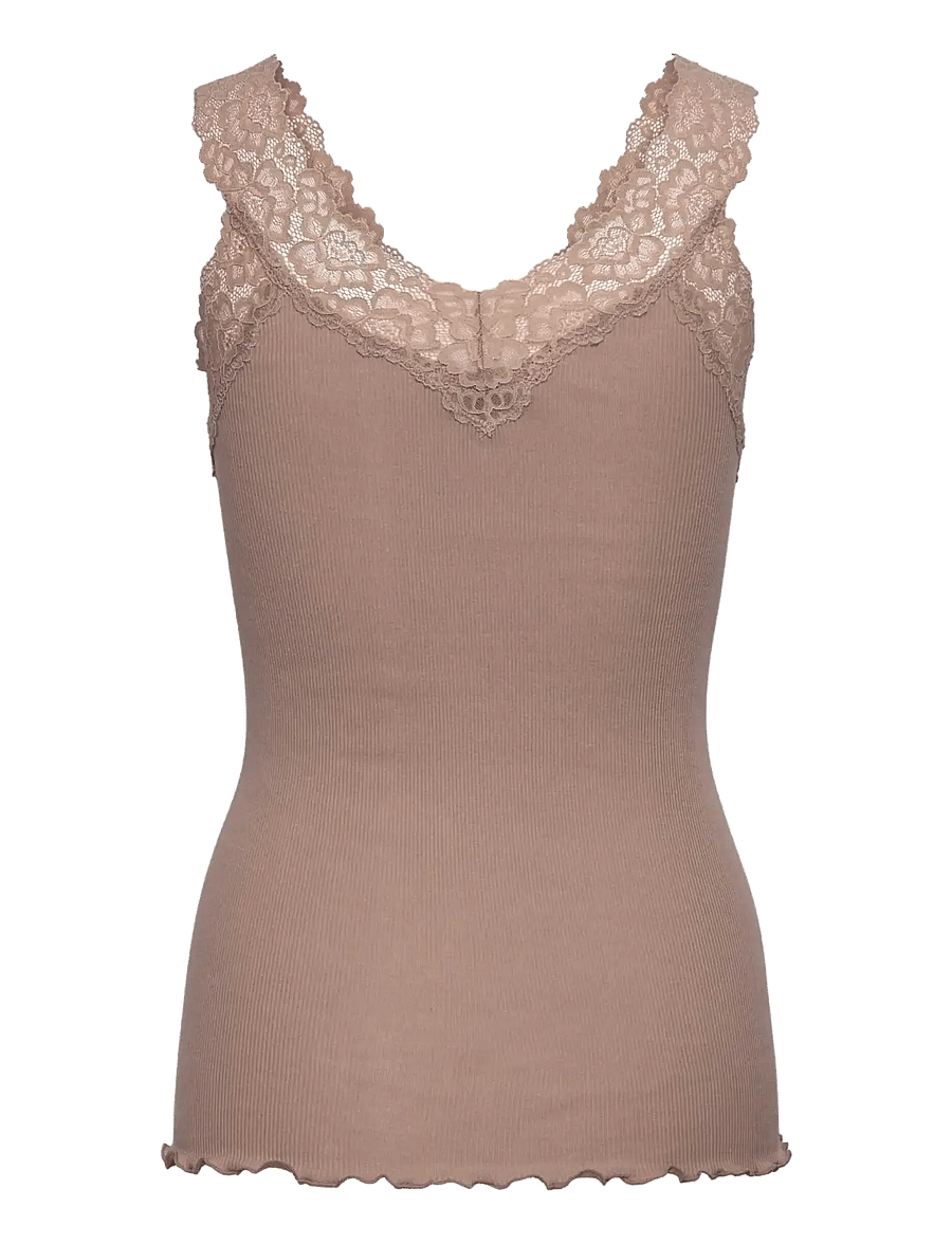 Rosemunde - Organic top w/ lace - Ärmellose tops - mocha meringue - 1