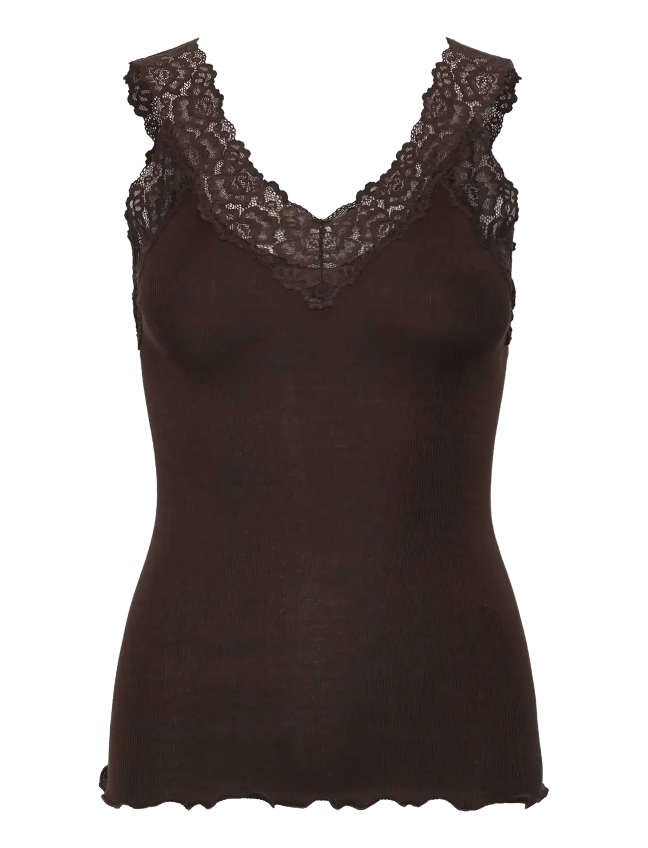 Rosemunde Rwbernadine Organic Cotton Sl Lace Top, XL, T-shirts & Oberteile, Braun - Sleeveless, Frauen