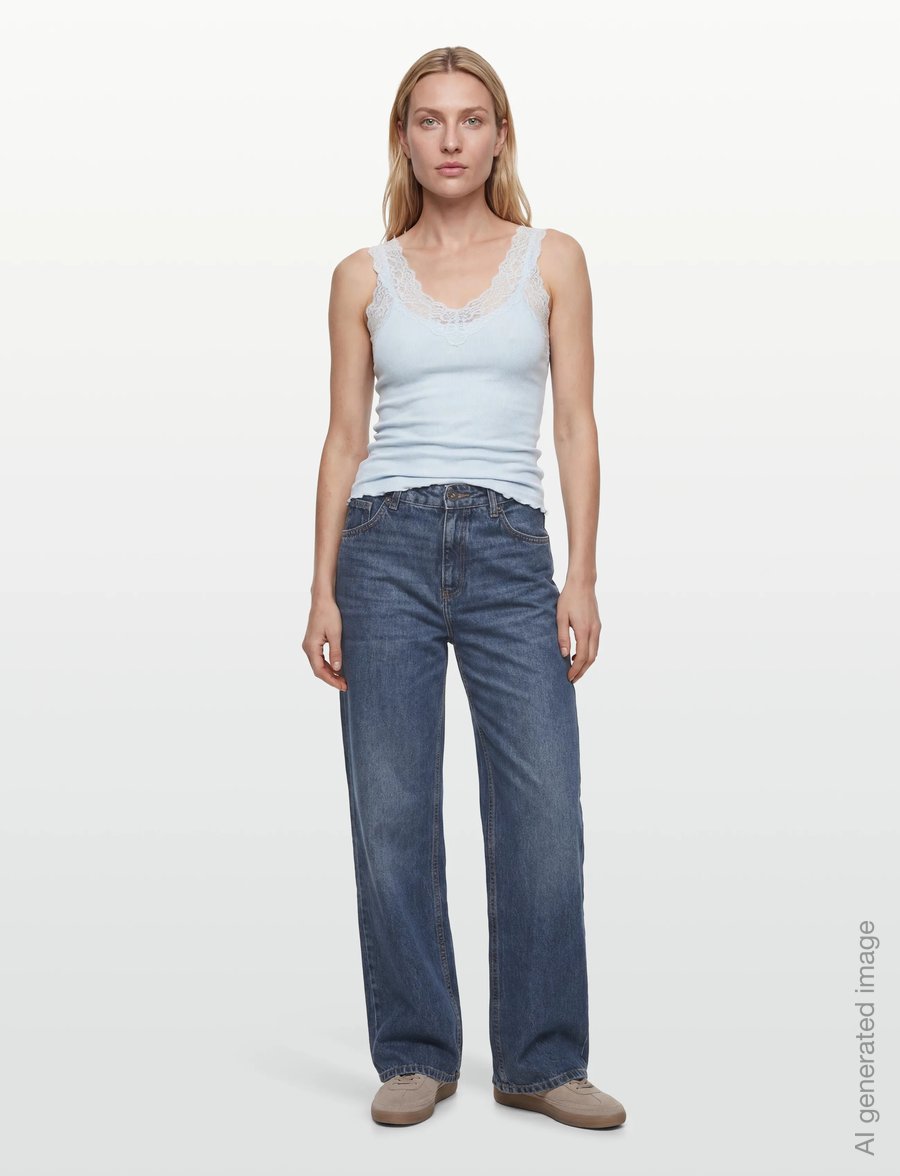 Rosemunde - Organic top w/ lace - Ärmellose tops - nantucket blue - 0