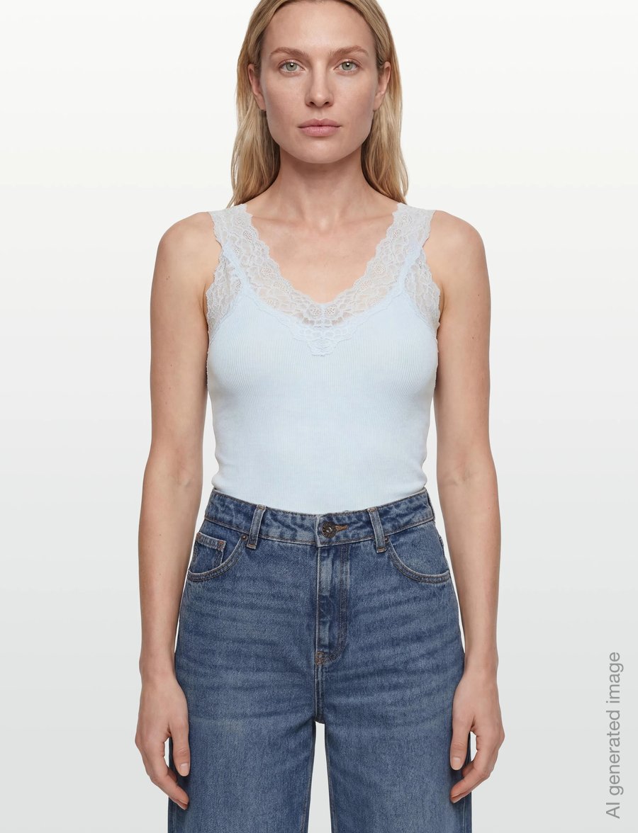 Rosemunde - Organic top w/ lace - Ärmellose tops - nantucket blue - 3