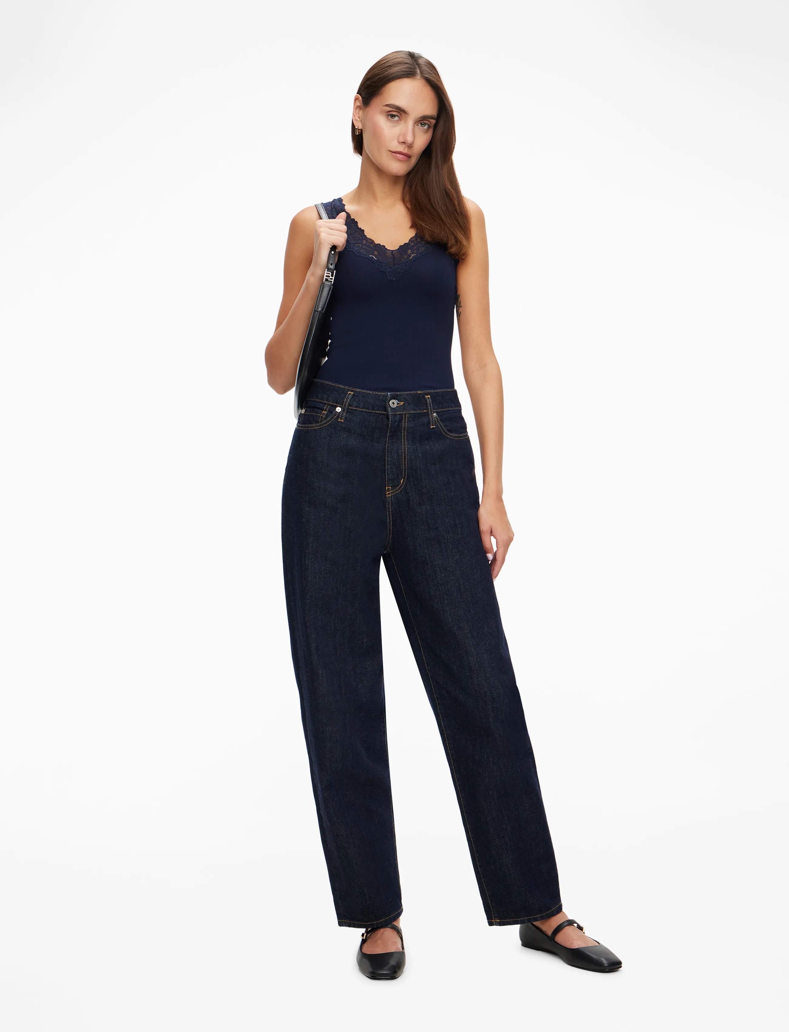 Rosemunde - RWBernadine Organic Cotton SL Lace - topid ja varrukateta alussärgid - navy - 2