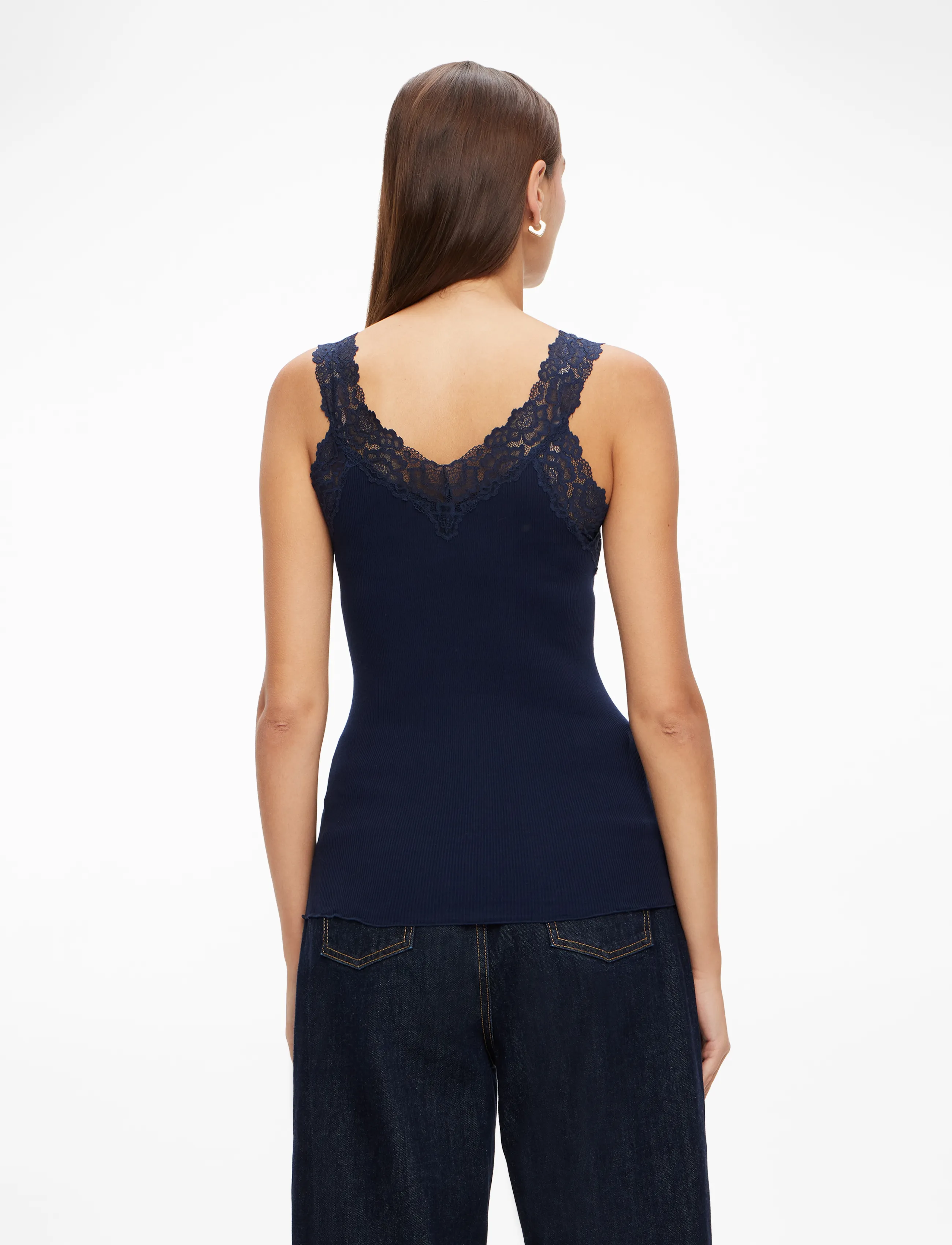 Rosemunde - RWBernadine Organic Cotton SL Lace - topid ja varrukateta alussärgid - navy - 4