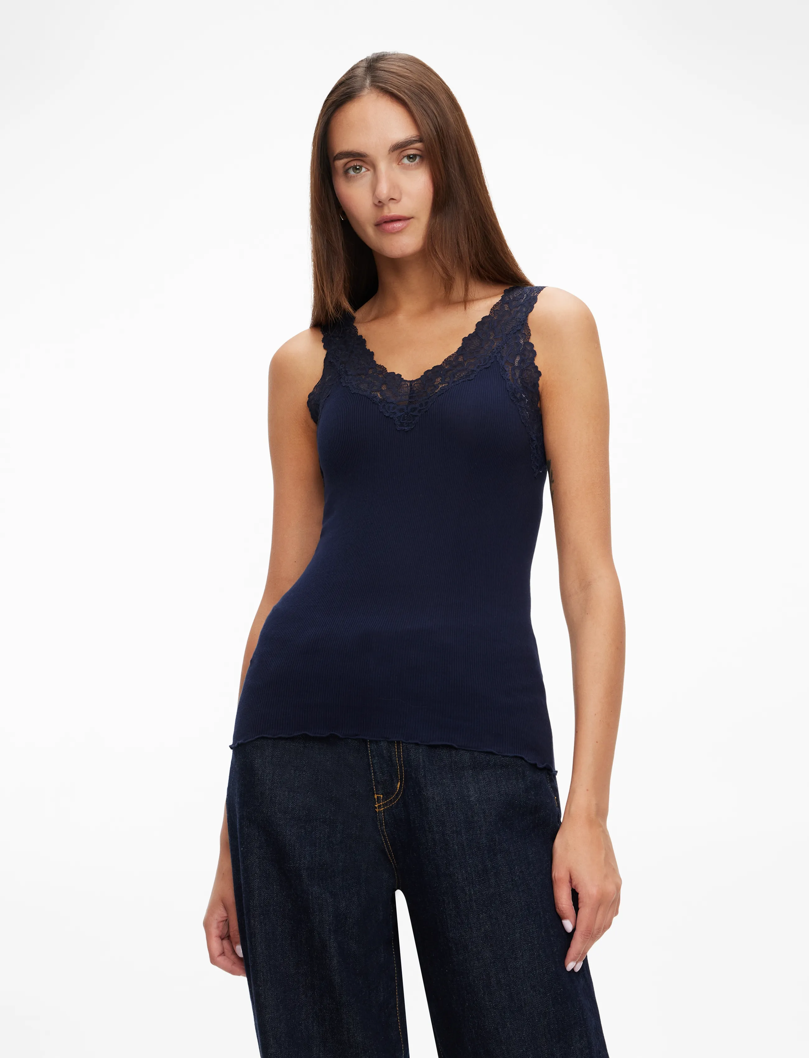 Rosemunde RWBernadine Organic Cotton SL Lace - Hihattomat paidat - NAVY / navy