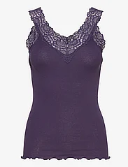 Rosemunde - Organic top w/ lace - t-shirt & tops - purple velvet - 0