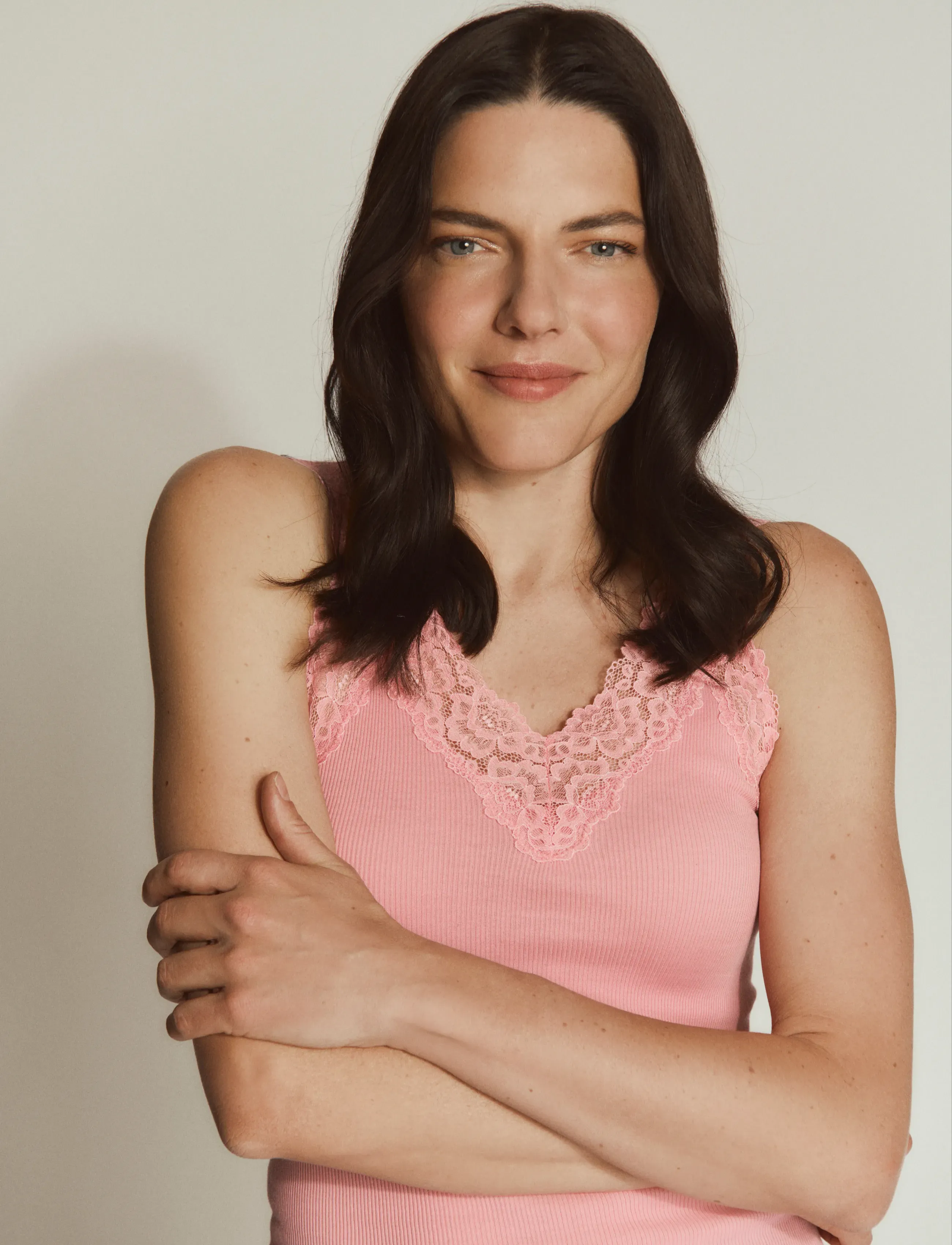 Rosemunde Rwbernadine Organic Cotton Sl Lace Top, S, T-shirts & Oberteile, Rosa - Sleeveless, Frauen