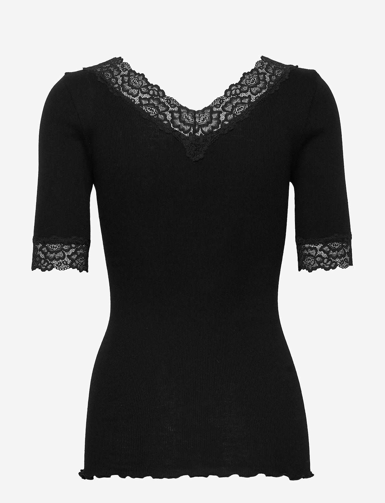 Rosemunde - Organic t-shirt w/ lace - t-skjorter - black - 1
