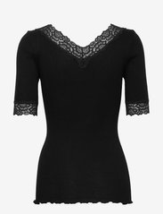 Rosemunde - Organic t-shirt w/ lace - t-skjorter - black - 1