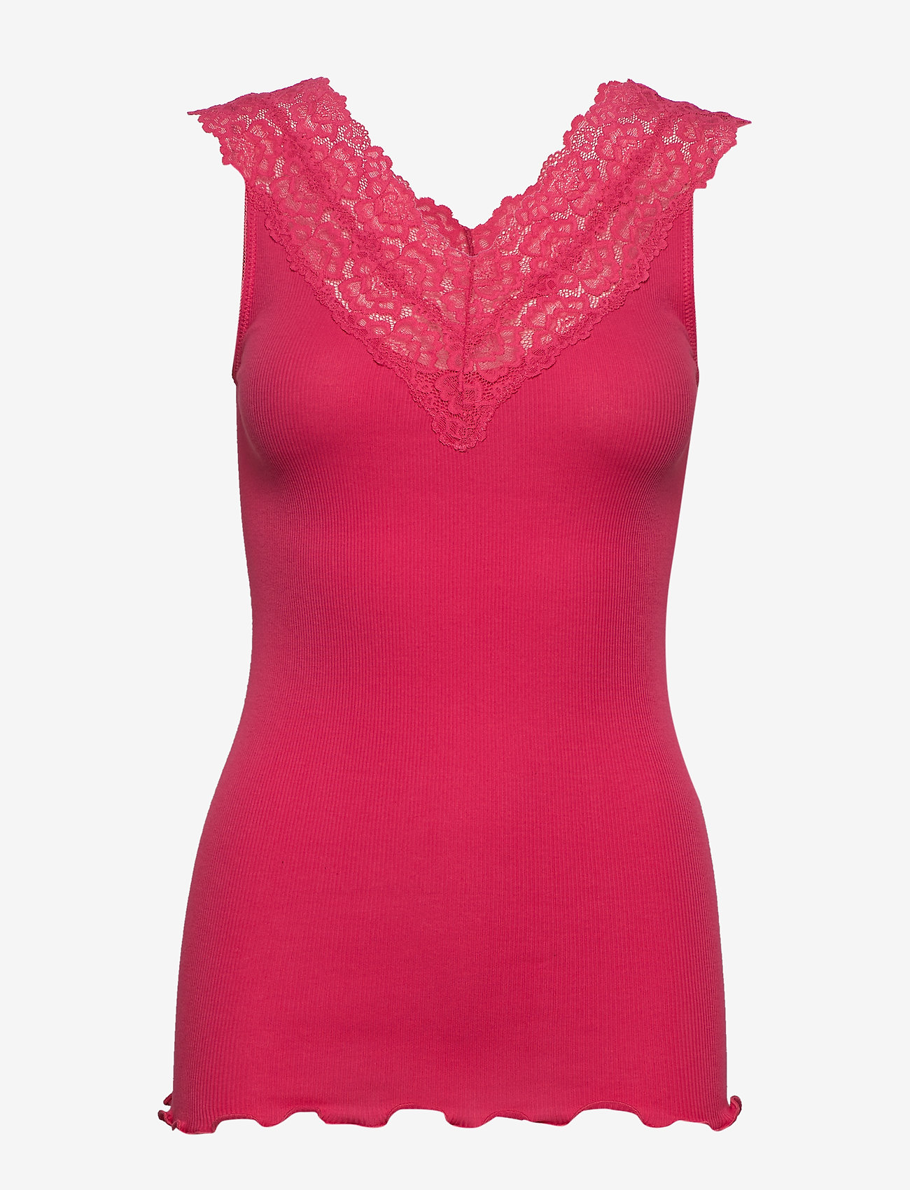 Rosemunde - Organic top v-neck regular w/lace - carmine - 0