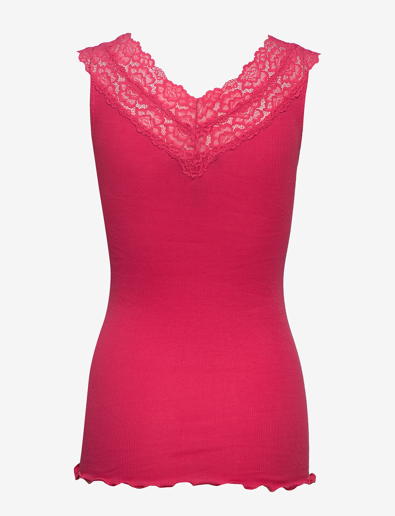 Rosemunde - Organic top v-neck regular w/lace - carmine - 1
