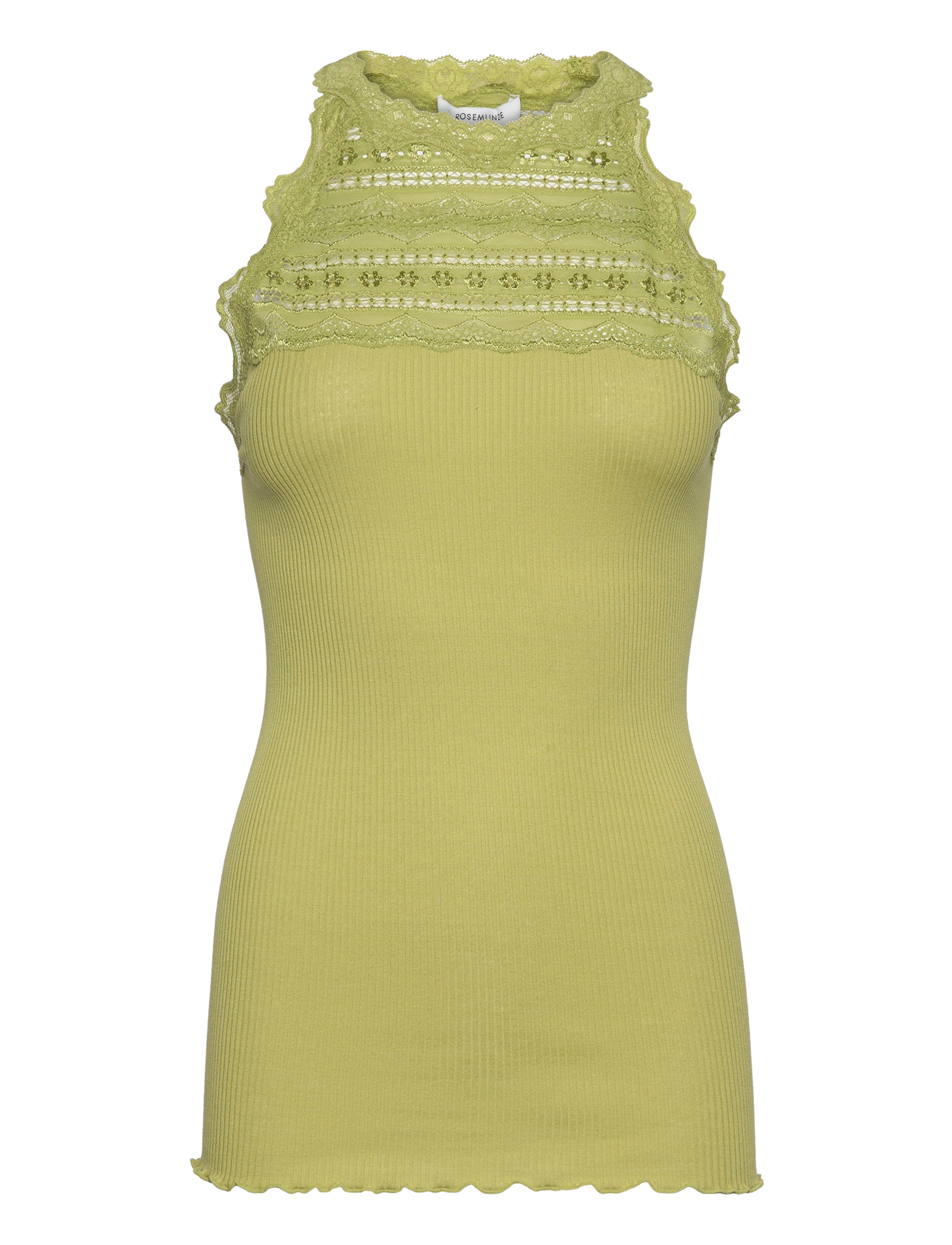 Rosemunde - Silk top regular w/wide lace - avokado green - 0
