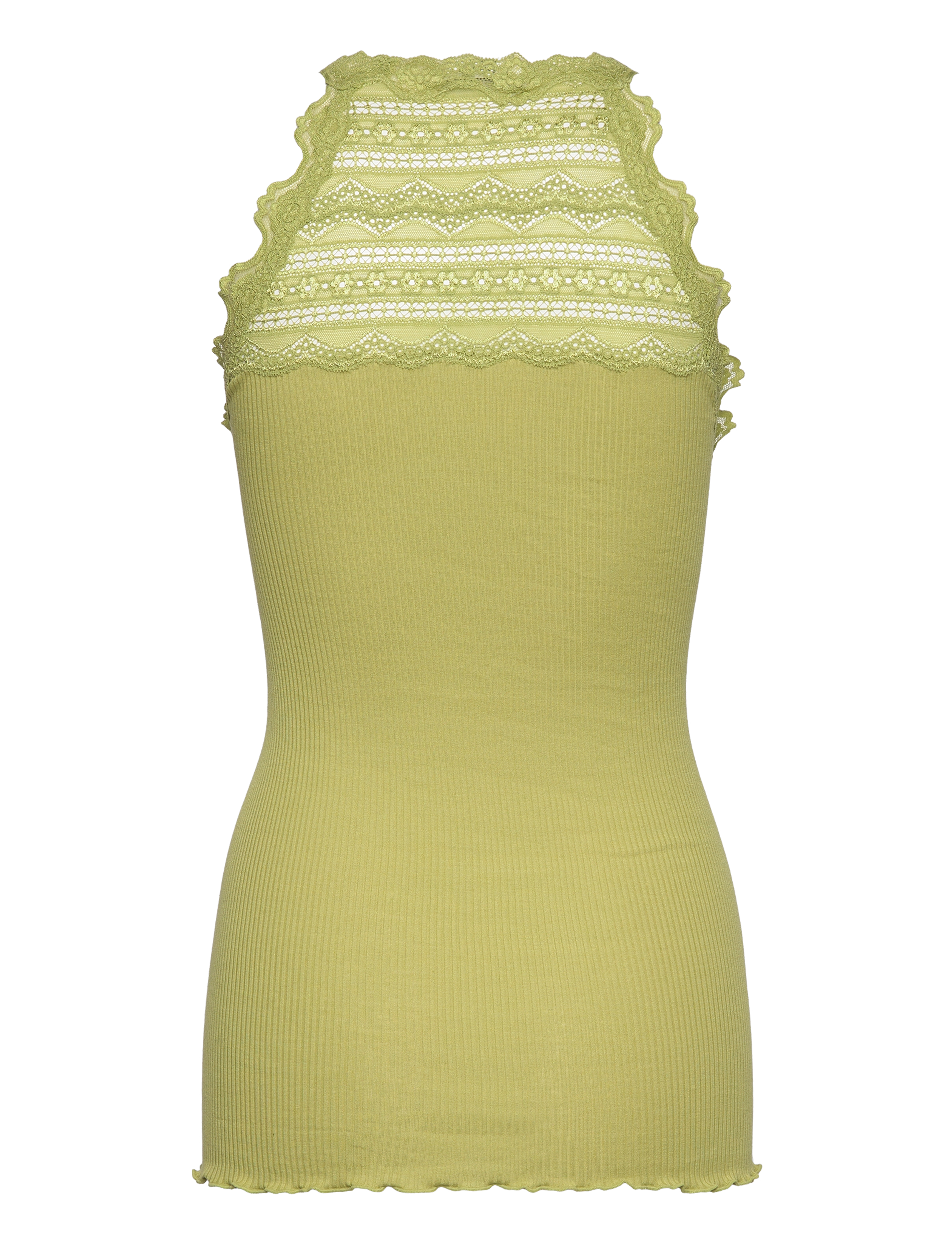 Rosemunde - Silk top regular w/wide lace - avokado green - 1