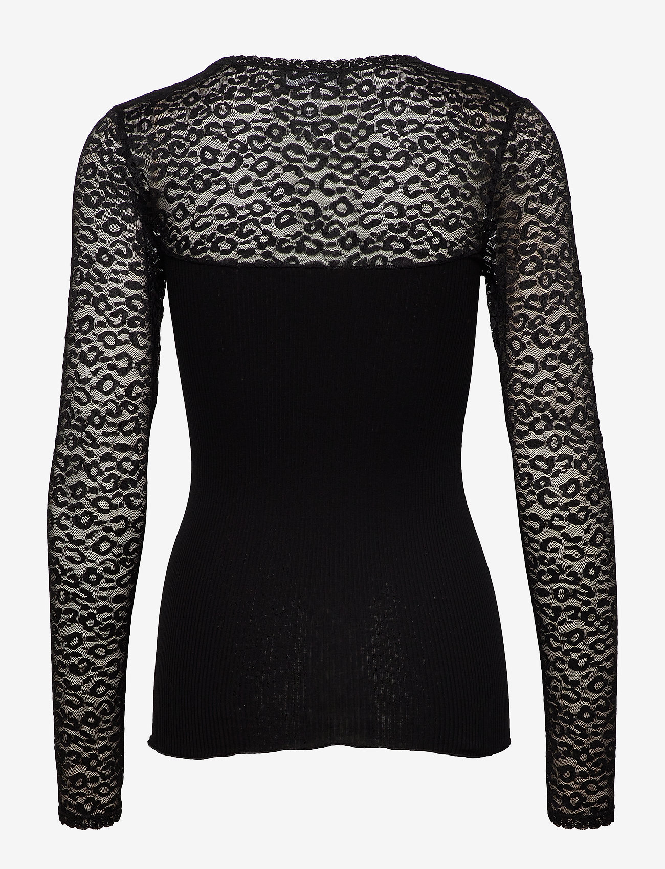 Rosemunde - Silk t-shirt regular ls w/lace - black - 1