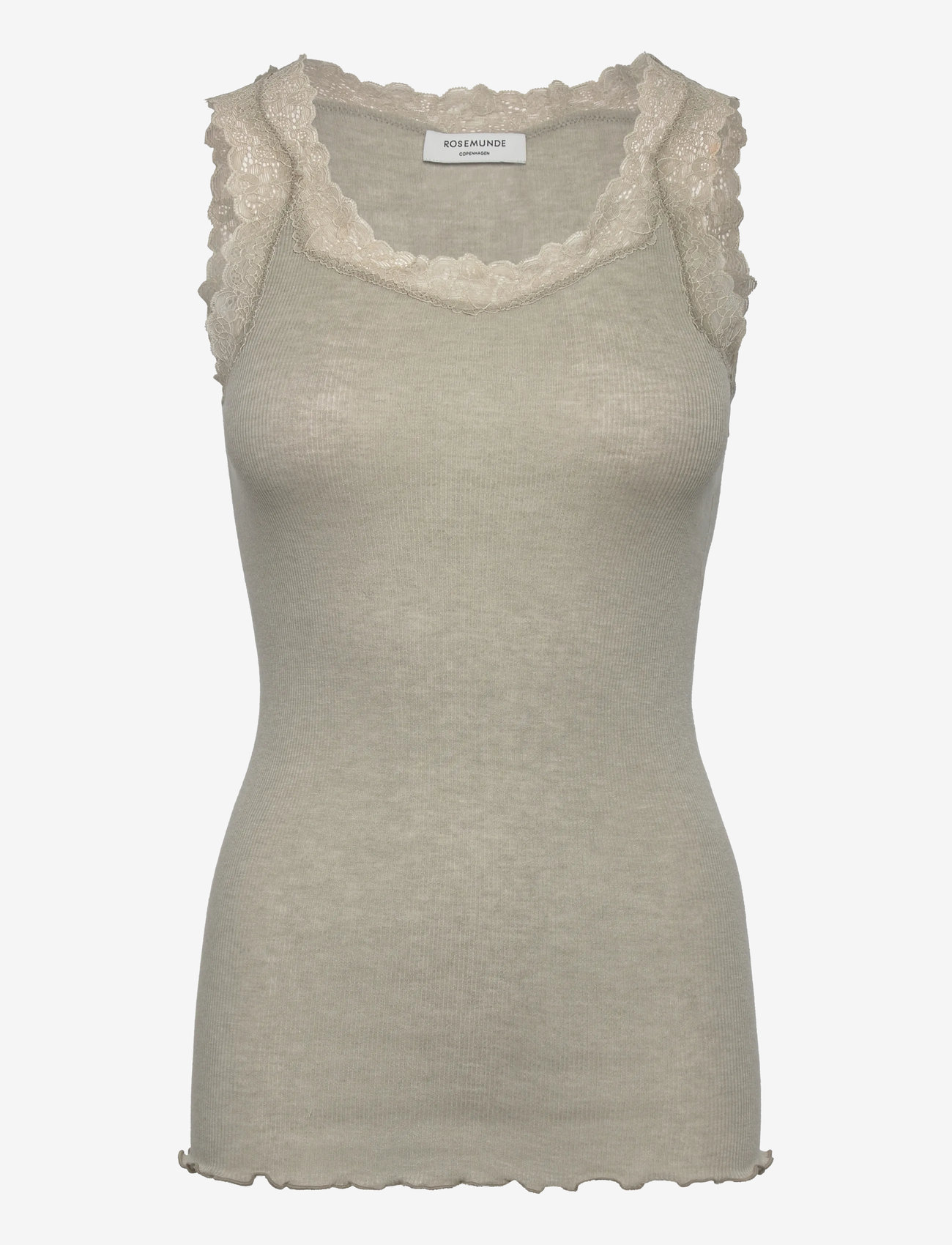 Rosemunde - RWBurlington Wool SL Lace Top - tanktops - abbey stone - 0