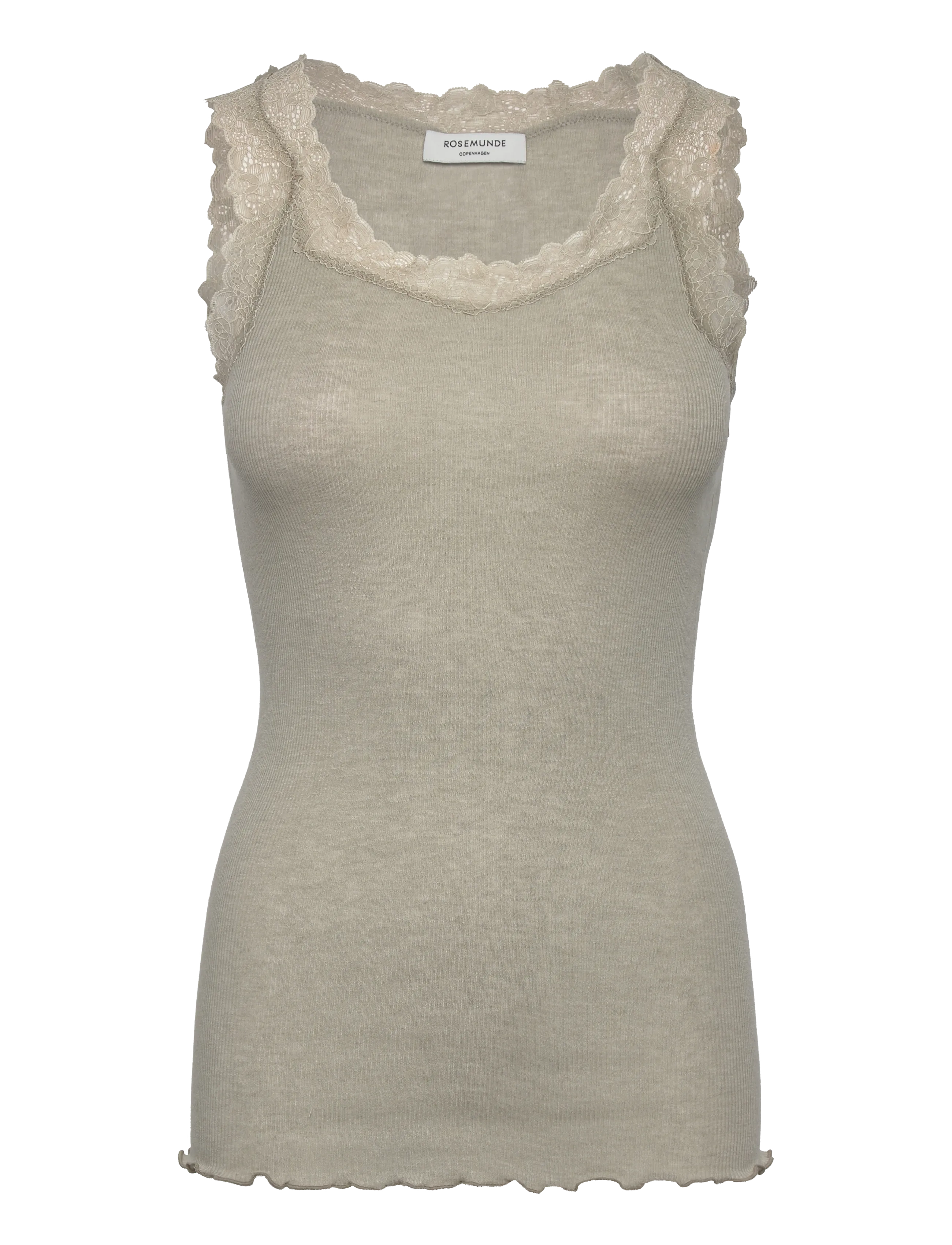 Rosemunde RWBurlington Wool SL Lace Top - Tøj - ABBEY STONE / khaki/green
