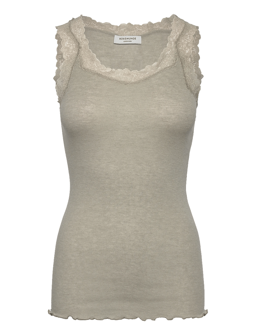 Rosemunde - RWBurlington Wool SL Lace Top - Ärmellose tops - abbey stone - 0