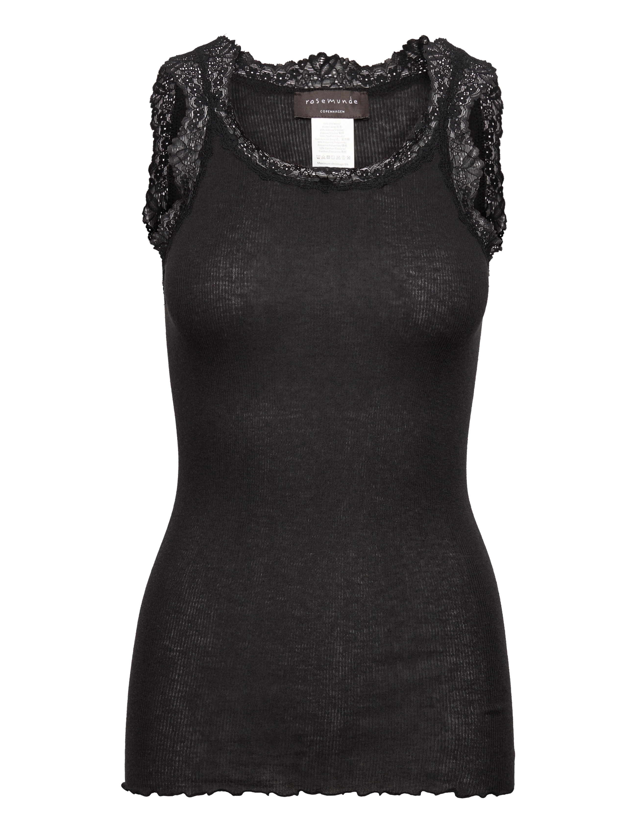 Rosemunde RWBurlington Wool SL Lace Top - Tøj - BLACK / black