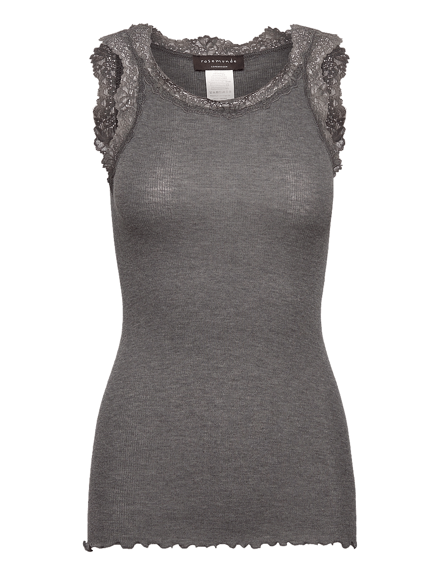 Rosemunde - RWBurlington Wool SL Lace Top - Ärmellose tops - dark grey melange - 0