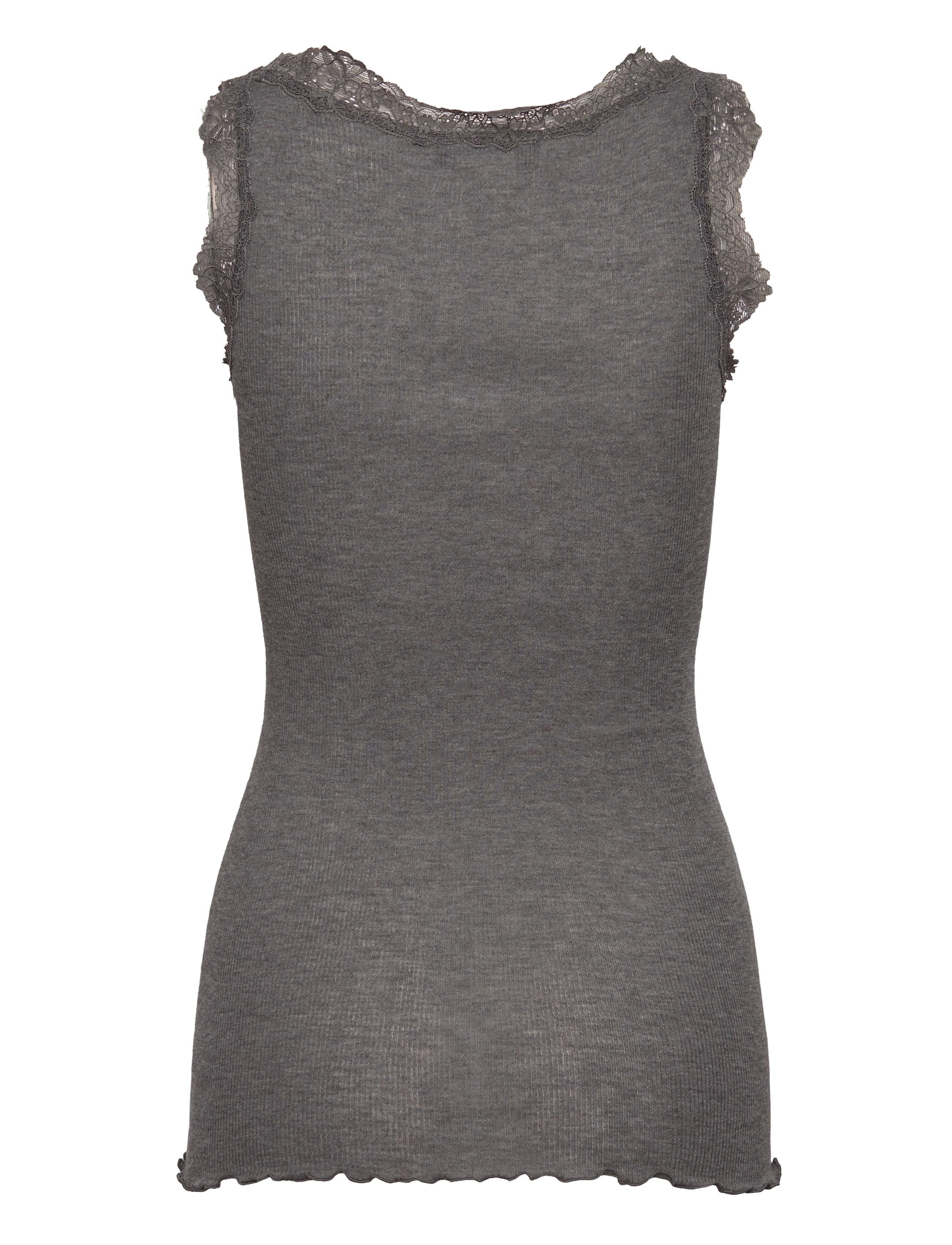 Rosemunde - RWBurlington Wool SL Lace Top - ermeløse topper - dark grey melange - 1