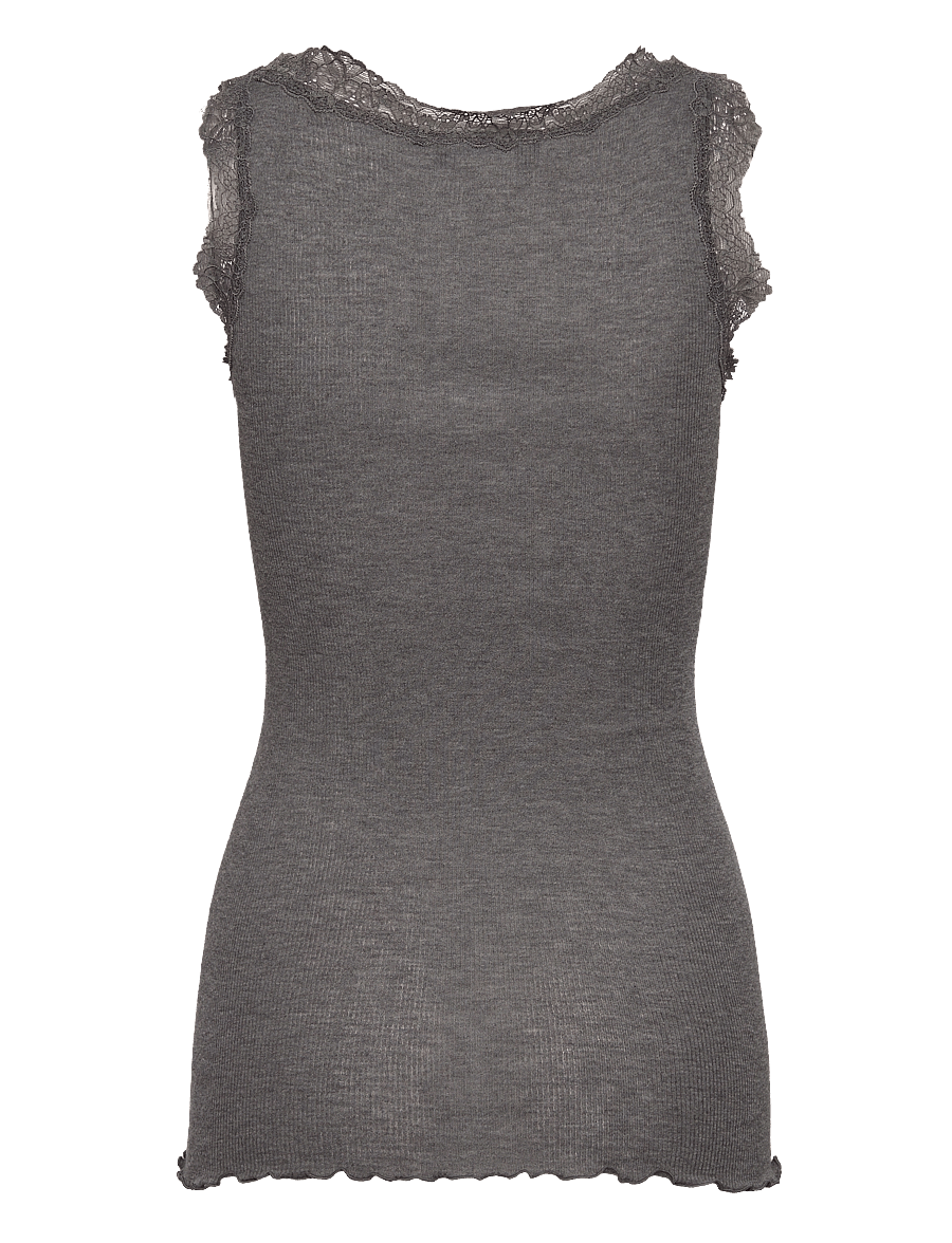 Rosemunde - RWBurlington Wool SL Lace Top - Ärmellose tops - dark grey melange - 1