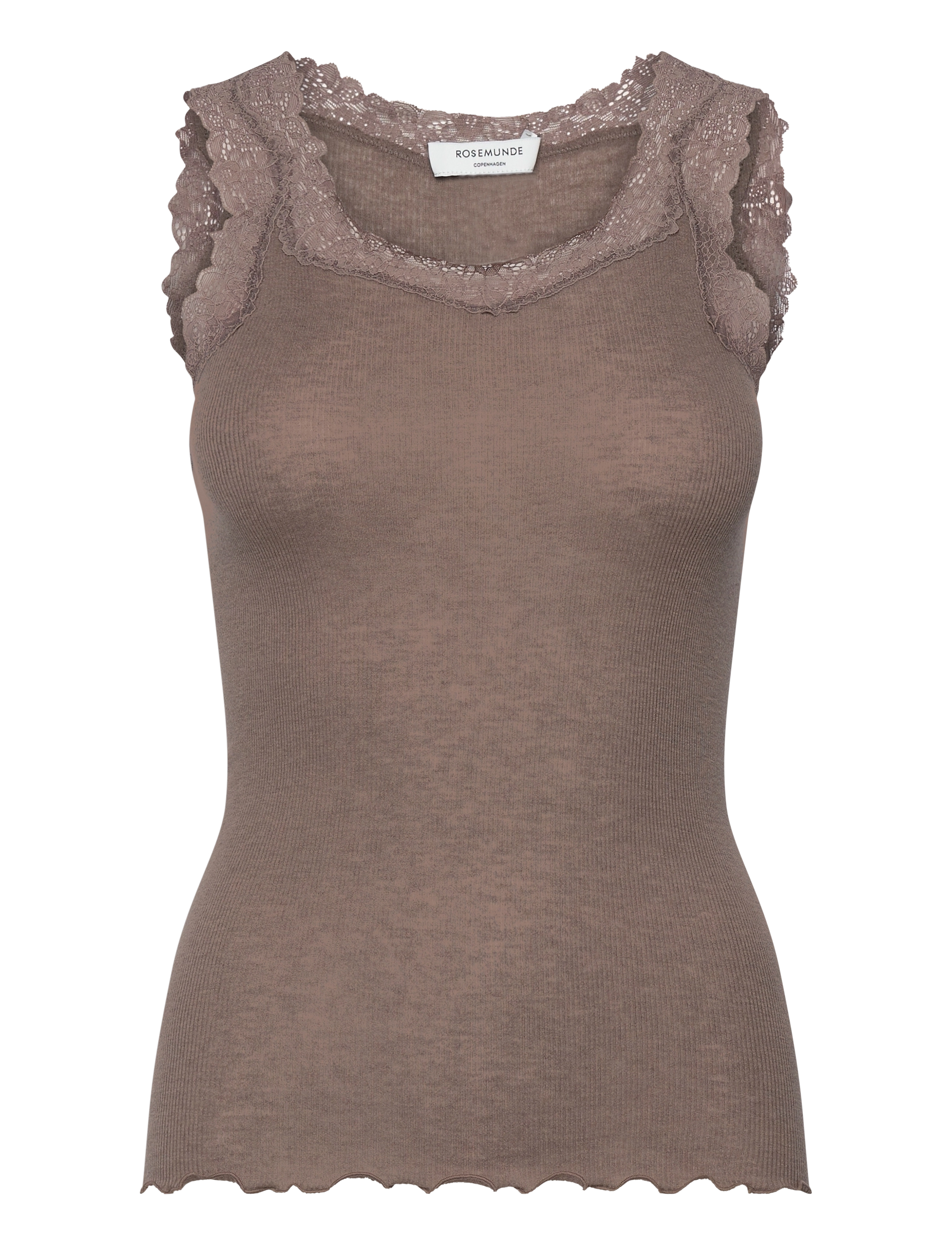 Rosemunde RWBurlington Wool SL Lace Top - Tøj - FALCON / brown