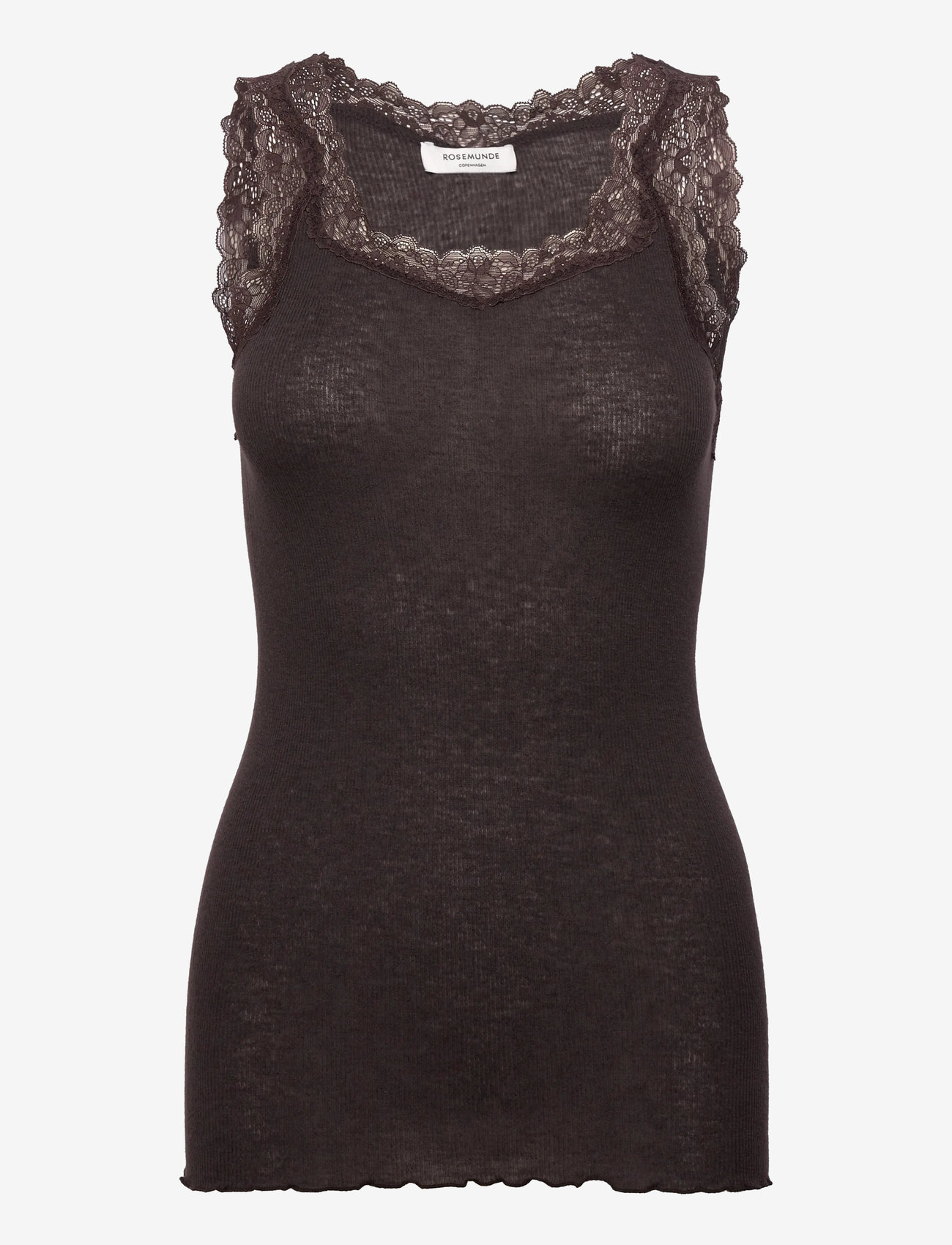 Rosemunde - RWBurlington Wool SL Lace Top - tanktops - ganache - 0