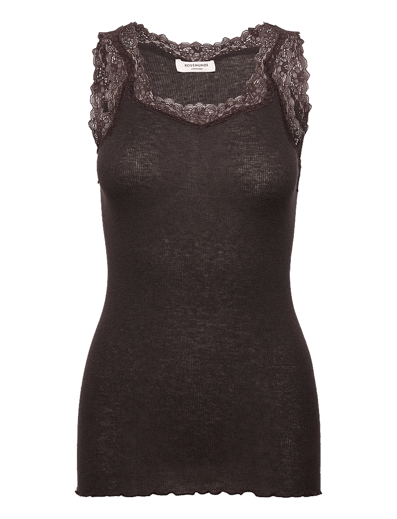 Rosemunde - RWBurlington Wool SL Lace Top - tanktops - ganache - 0