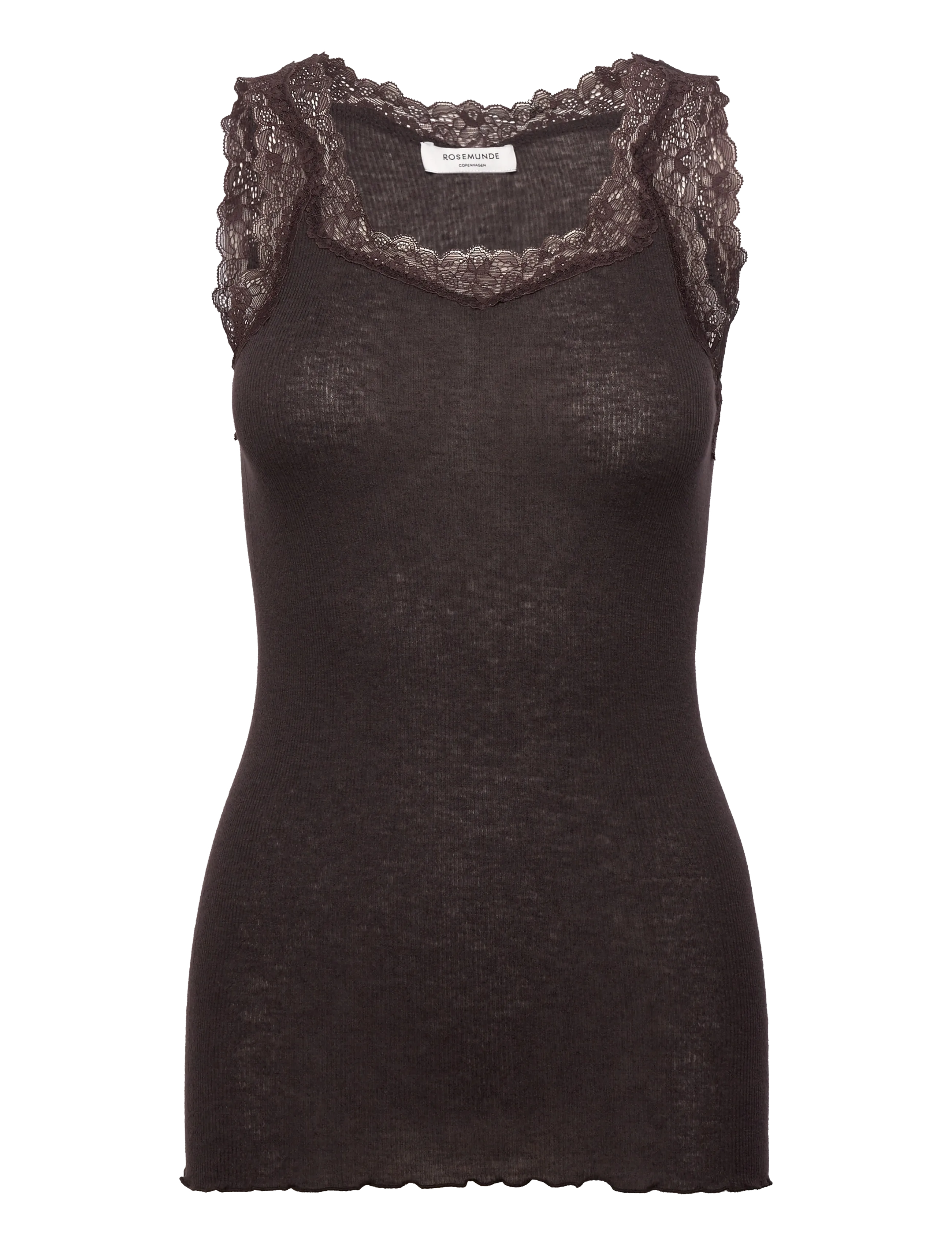 Rosemunde RWBurlington Wool SL Lace Top - Tøj - GANACHE / brown