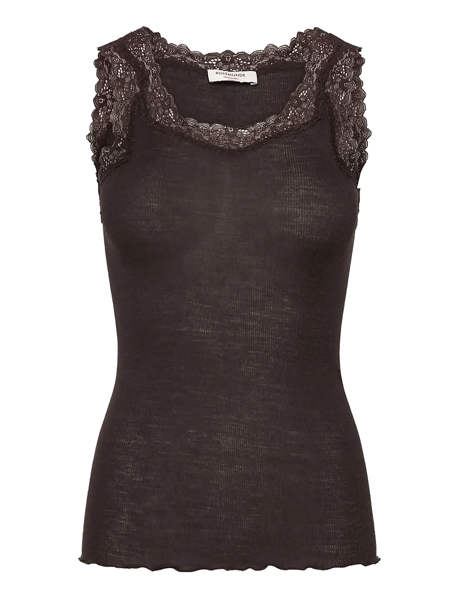 Rosemunde - RWBurlington Wool SL Lace Top - Ärmellose tops - mole - 0
