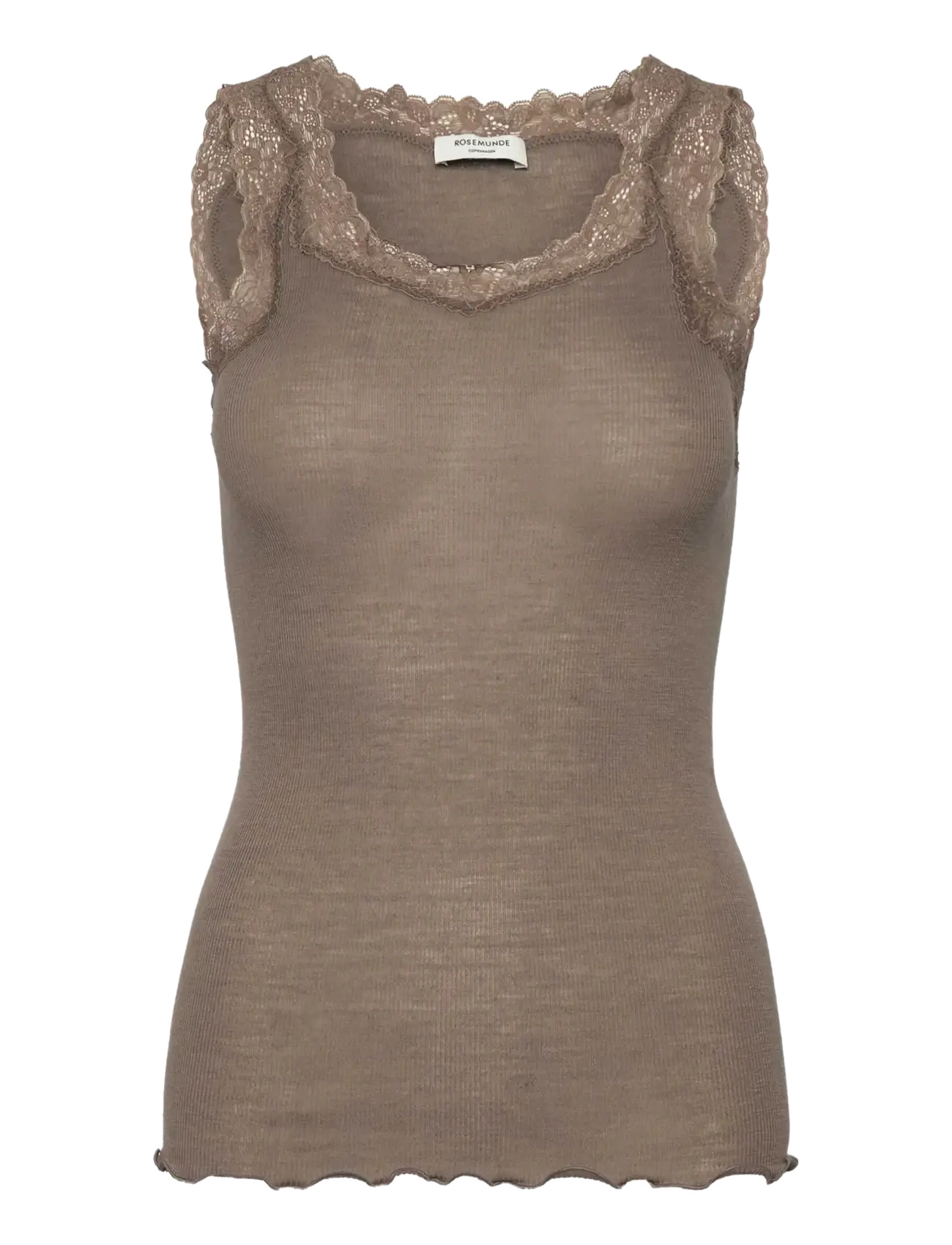 Rosemunde RWBurlington Wool SL Lace Top - Kleidung - WALNUT / brown