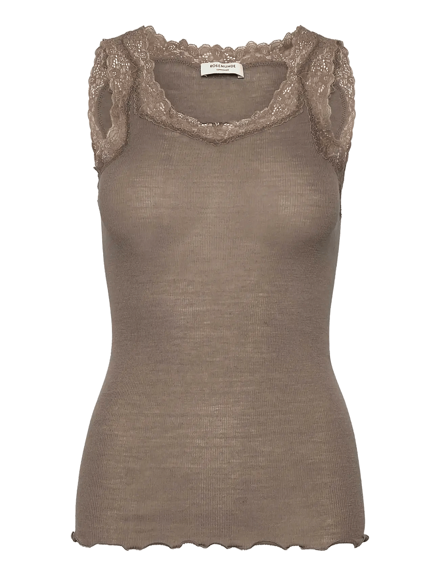 Rosemunde - RWBurlington Wool SL Lace Top - walnut - 0