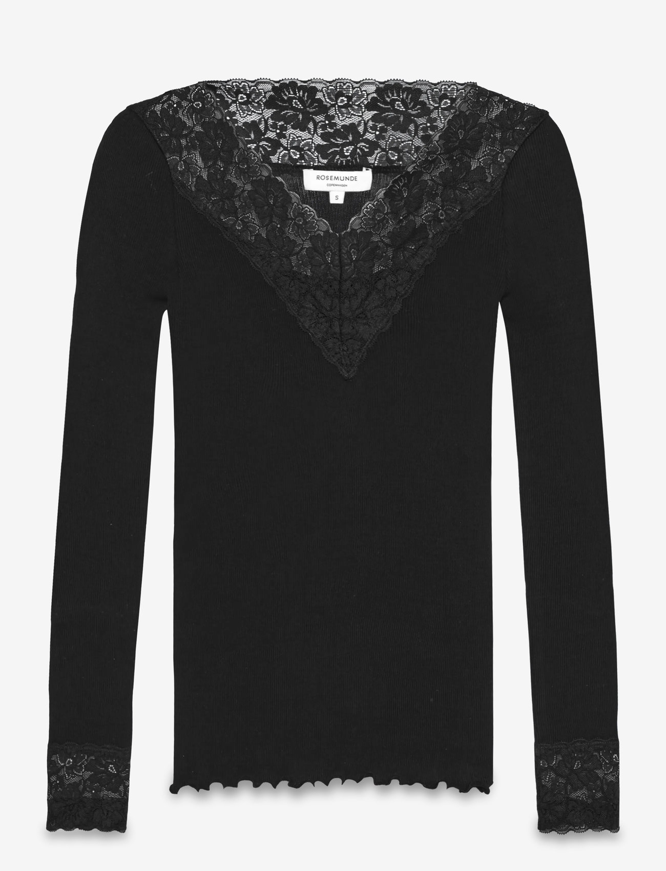 Rosemunde - RWBernadine Organic LS V-neck Lace - black - 1