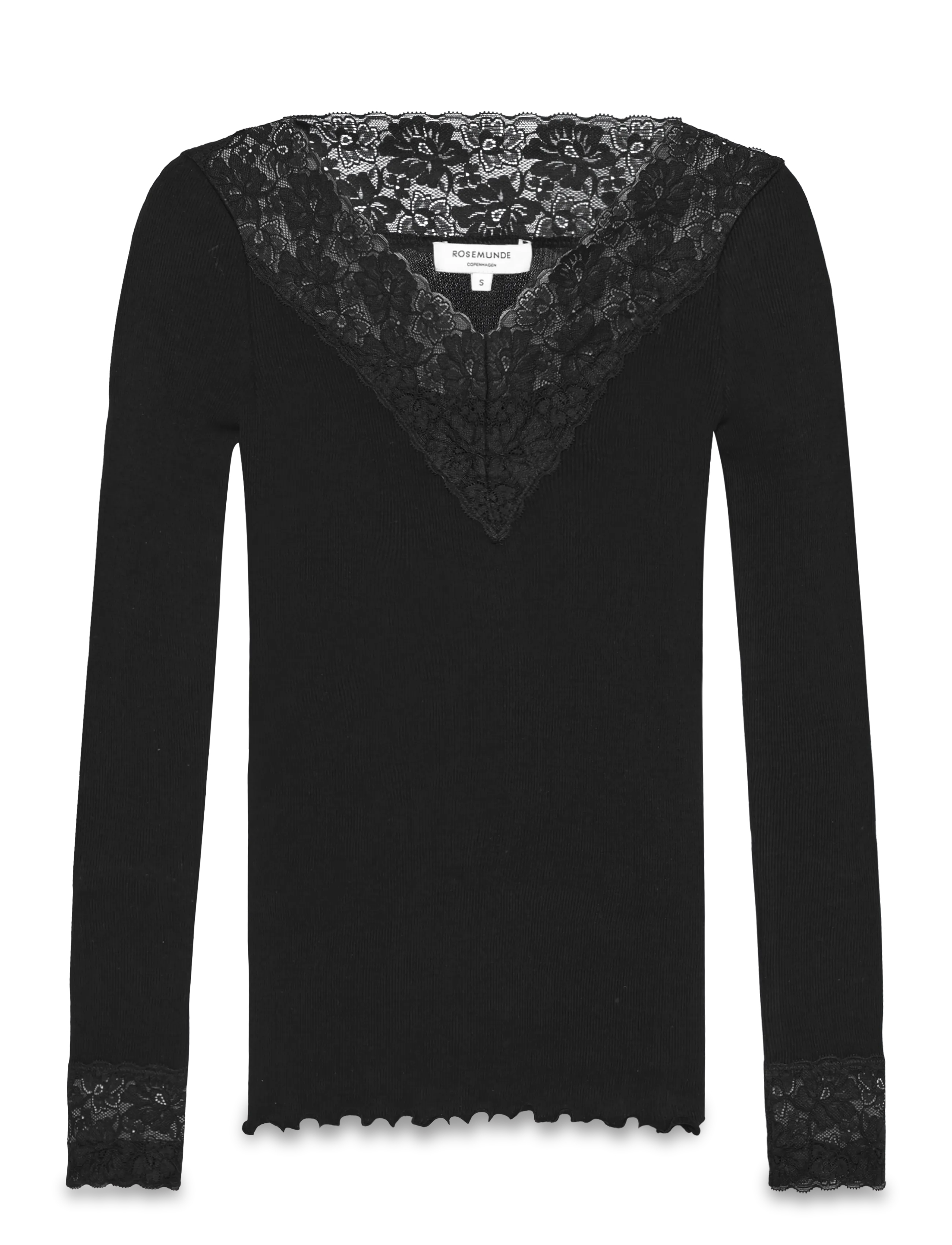 Rosemunde Organic t-shirt w/ lace - Kampaania - BLACK / black