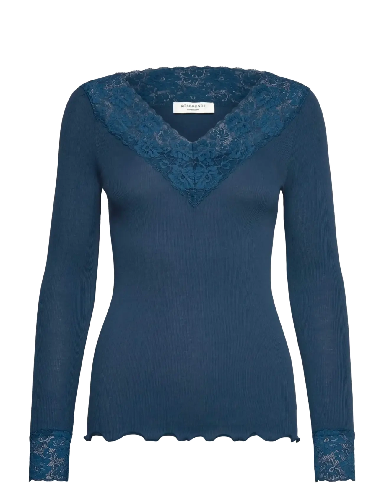 Rwbernadine Organic Ls V-Neck Lace T-Shirt