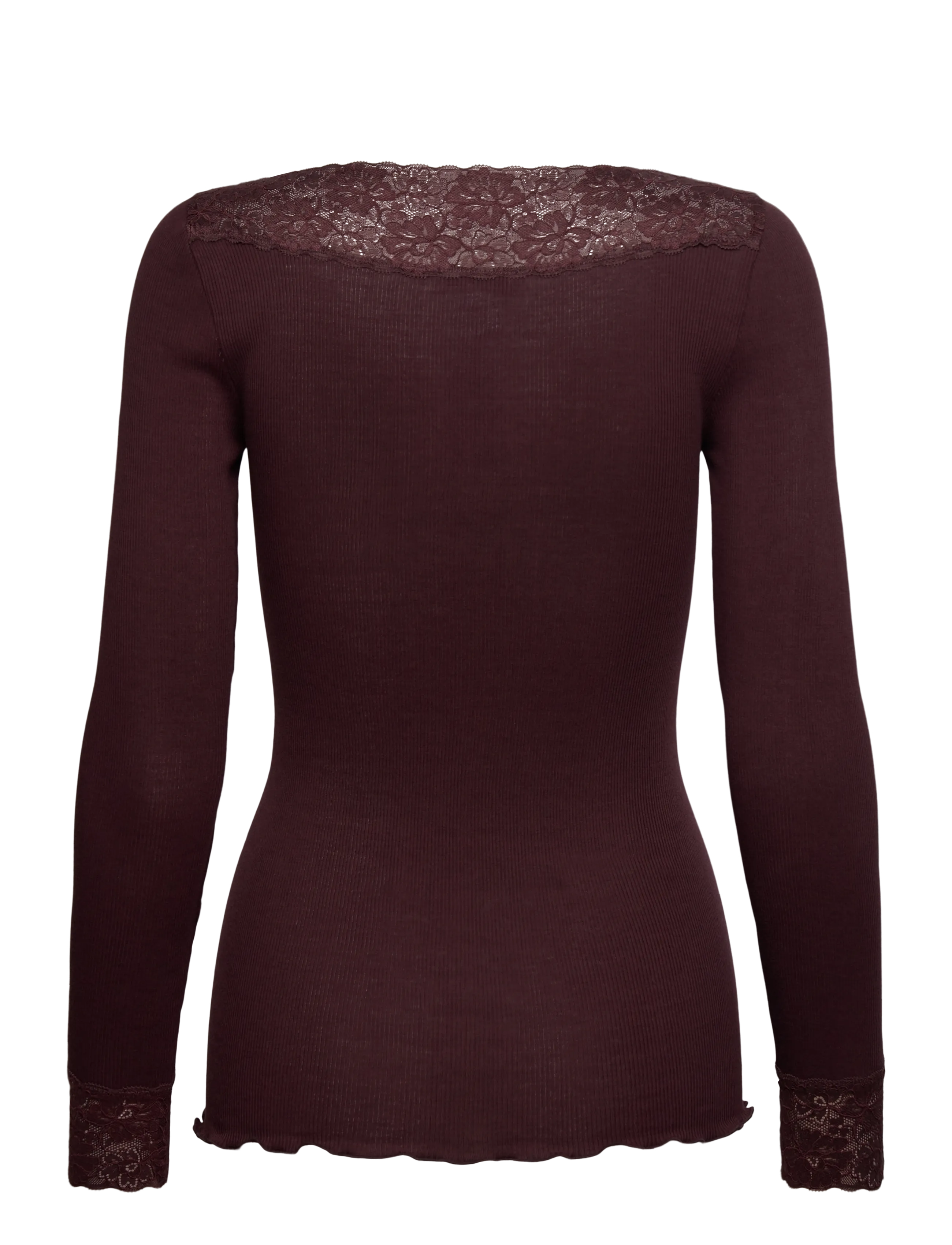 Rosemunde - RWBernadine Organic LS V-neck Lace - fudge - 1