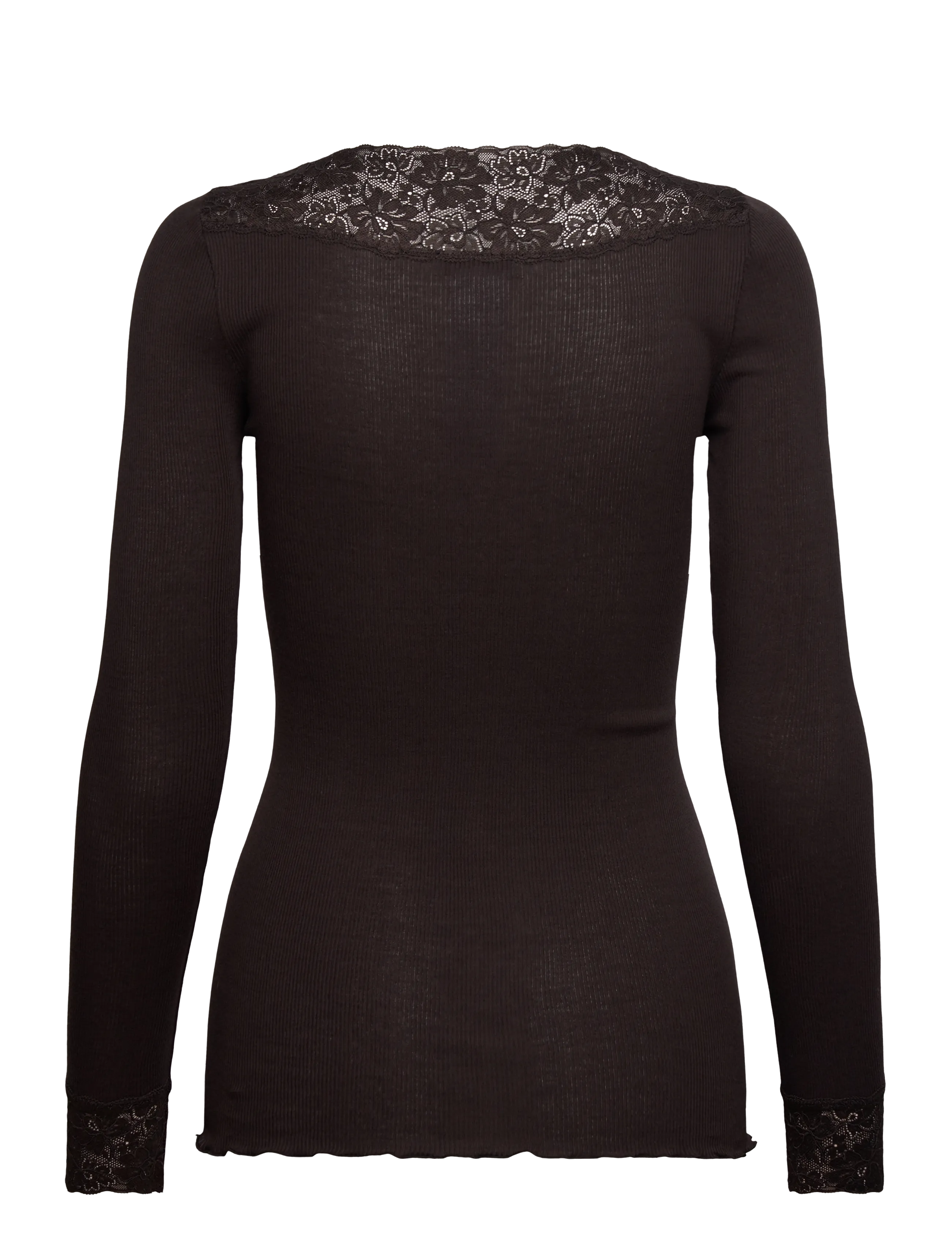 Rosemunde - RWBernadine Organic LS V-neck Lace - ganache - 1