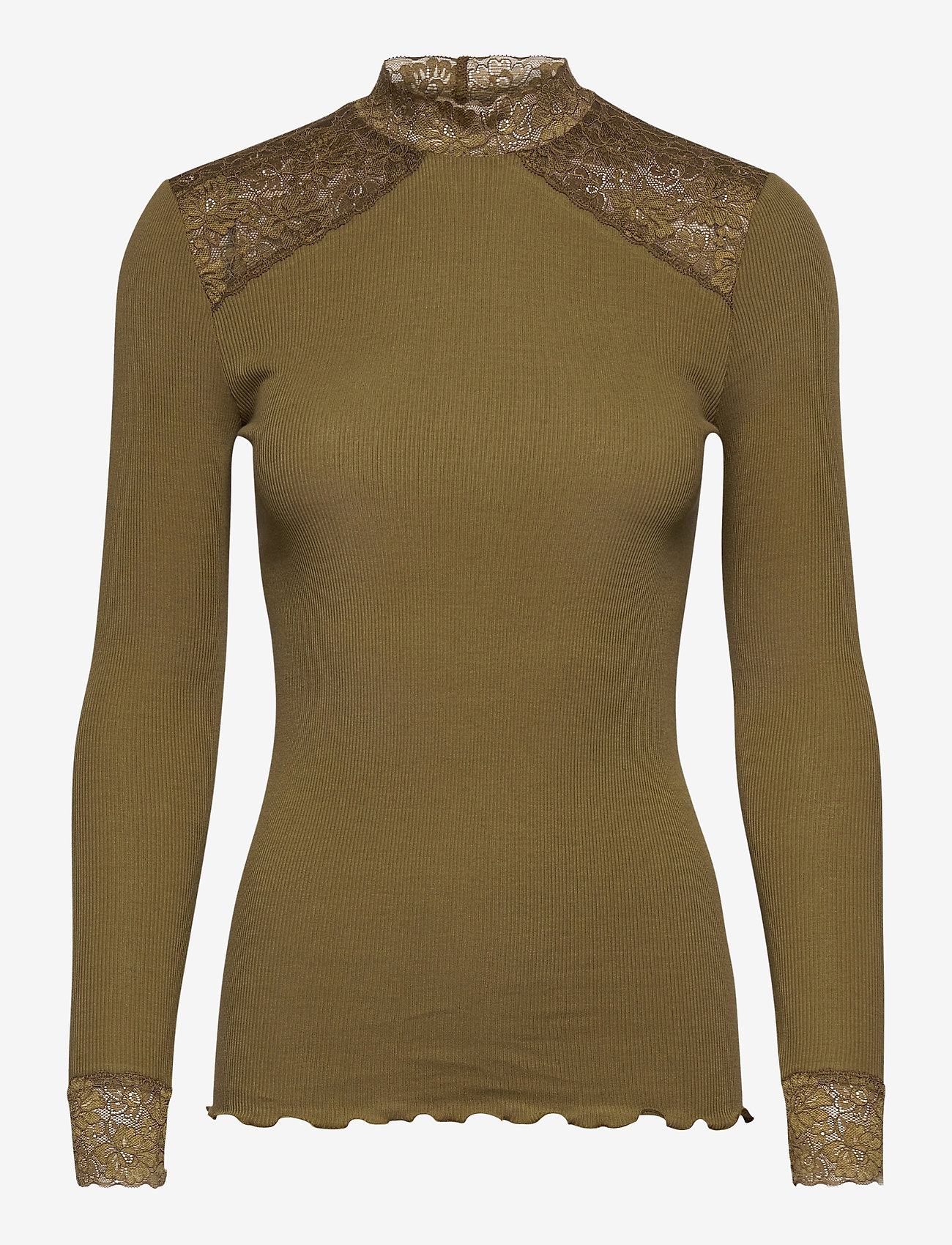 Rosemunde - Organic t-shirt turtleneck ls w/lac - military olive - 0