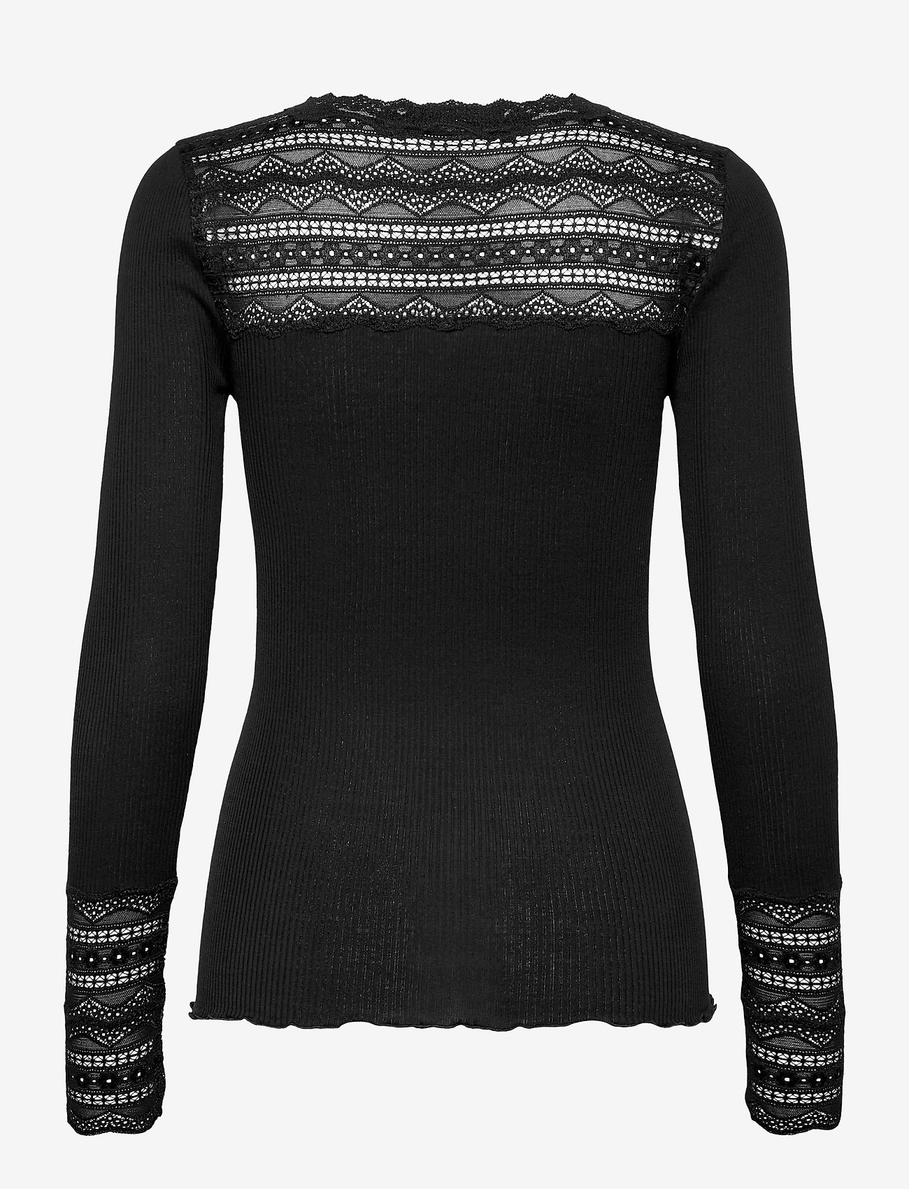 Rosemunde - Silk t-shirt regular ls w/wide lace - black - 1