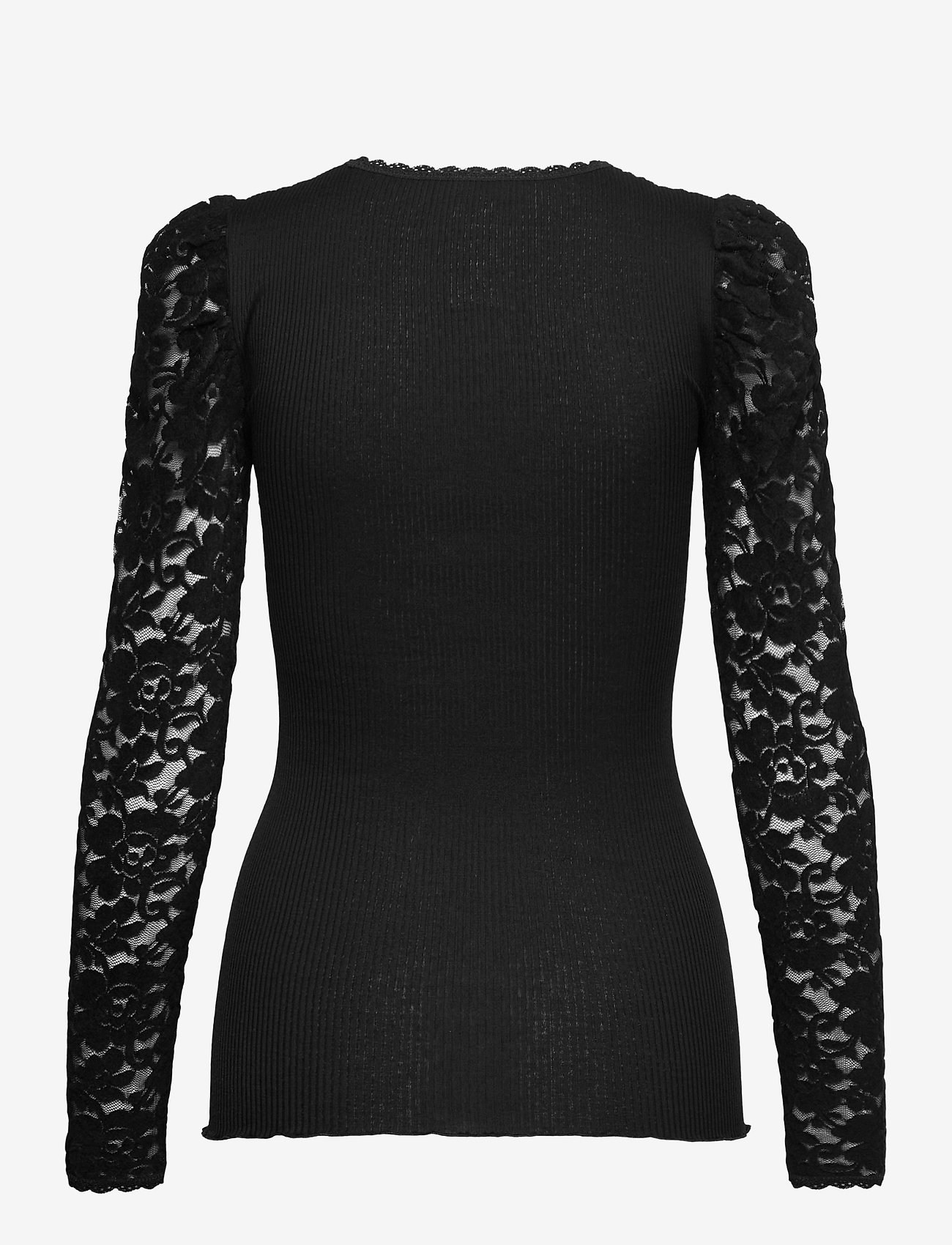 Rosemunde - Silk t-shirt regular ls w/ lace - black - 1