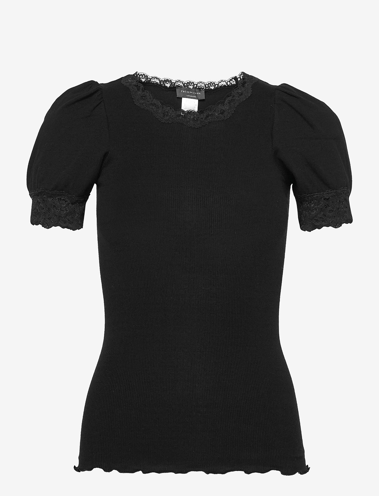 Rosemunde - Organic t-shirt w/ lace - t-shirts & tops - black - 0