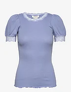 Organic t-shirt w/ lace - BLUE HEAVEN