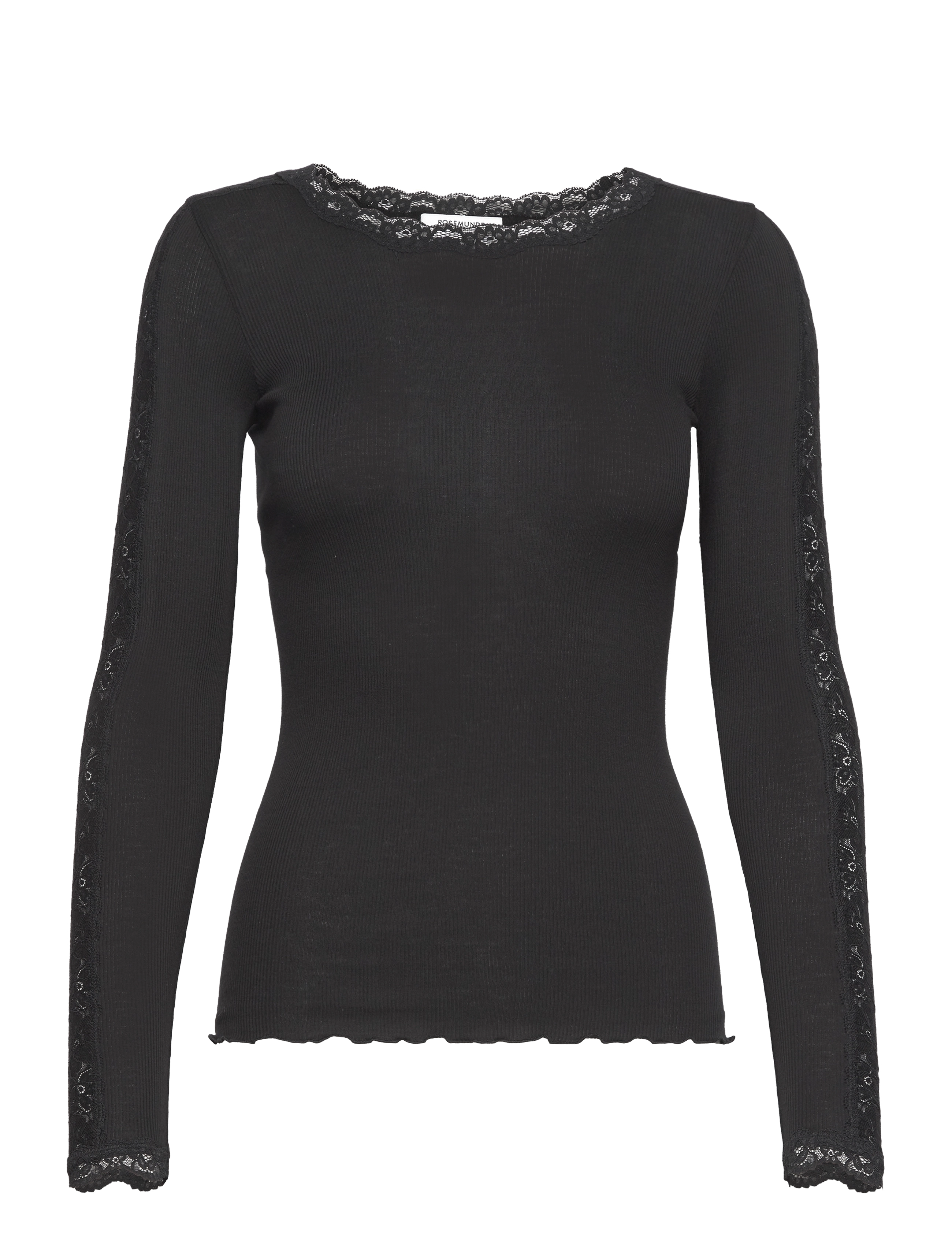 Rosemunde RWBernadine Organic LS O-neck Lace - Tøj - BLACK / black