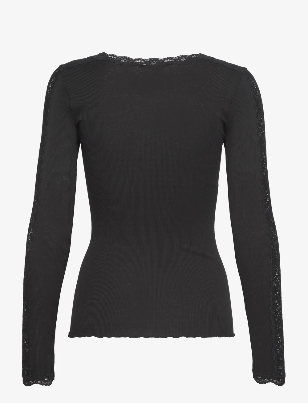 Rosemunde - RWBernadine Organic LS O-neck Lace - long-sleeved tops - black - 1