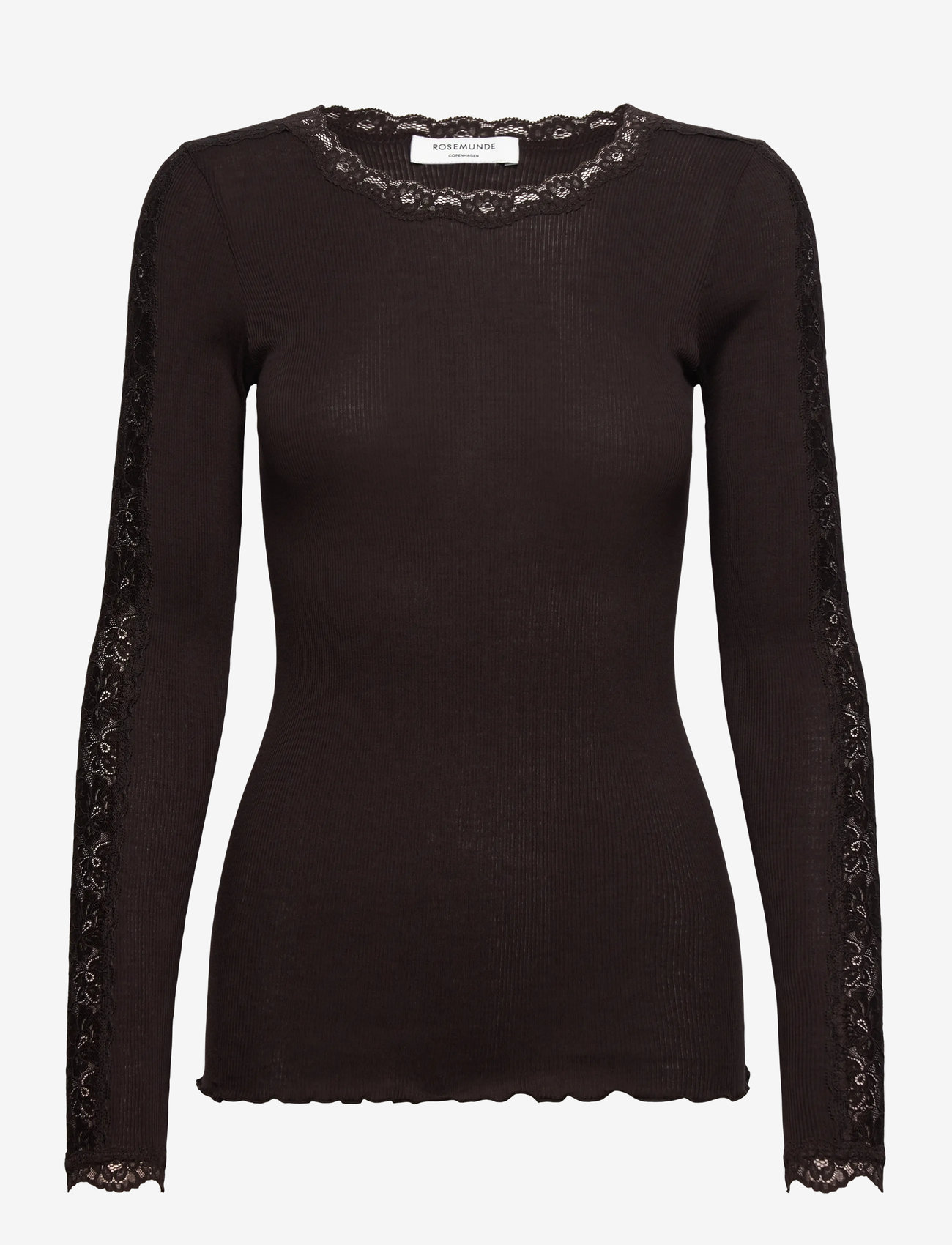 Rosemunde - RWBernadine Organic LS O-neck Lace - ganache - 0