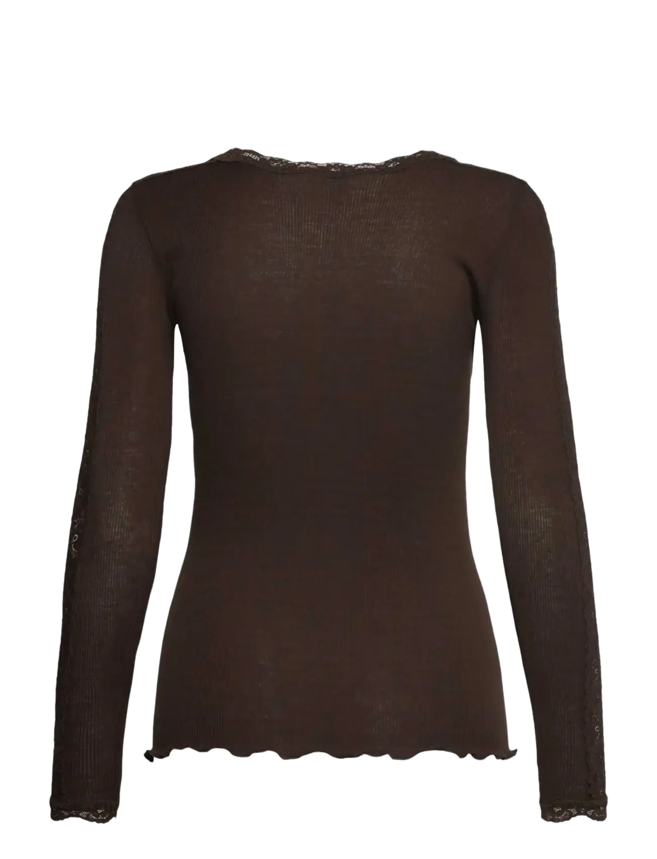 Rosemunde - RWBernadine Organic LS O-neck Lace T-shirt - pikkade varrukatega topid - mole - 1