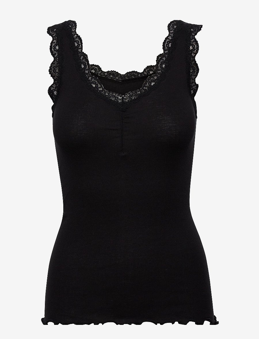 Rosemunde - Organic top regular w/lace - black - 0