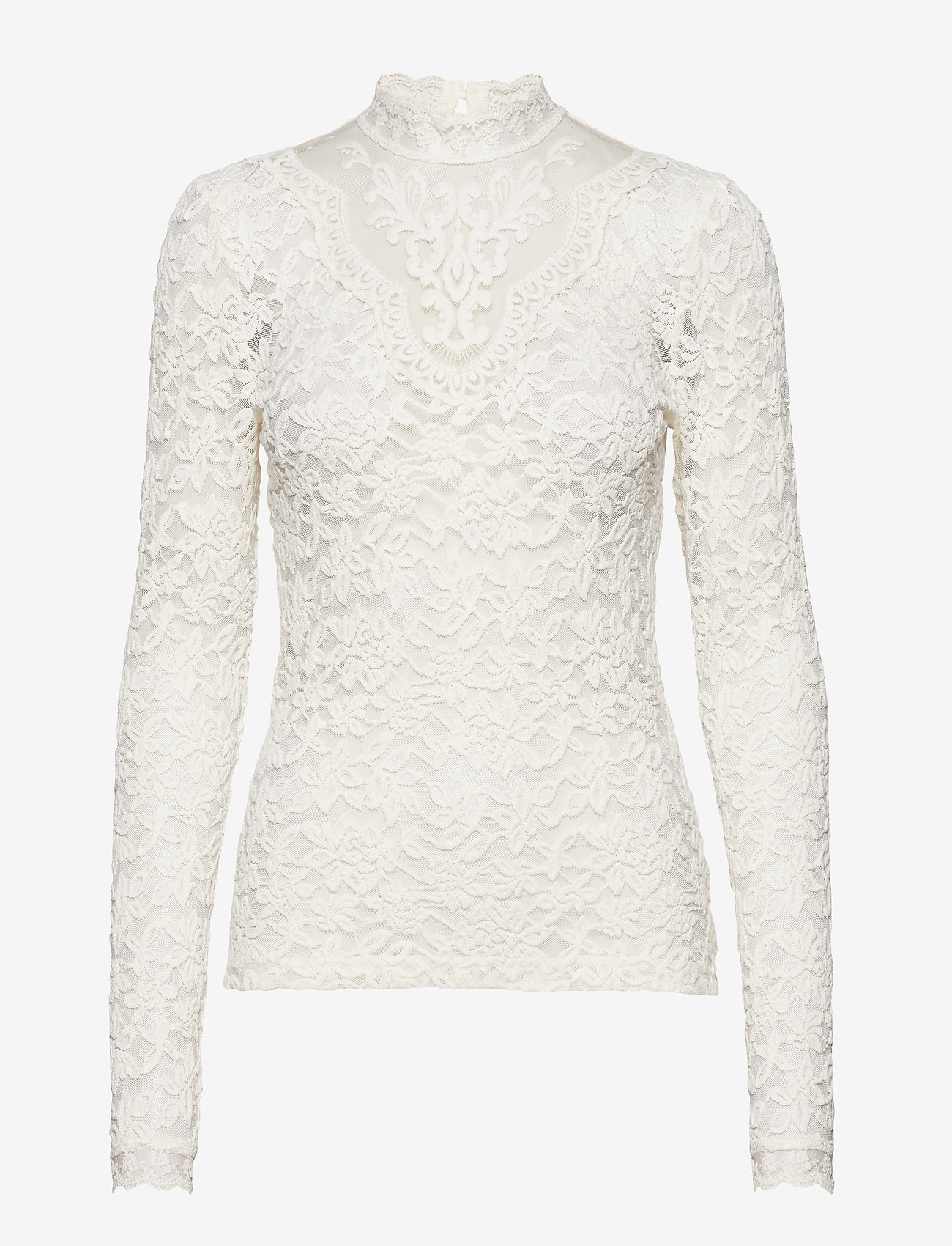 Rosemunde - RWDelicia LS T-neck T-shirt - langärmlige tops - ivory - 0