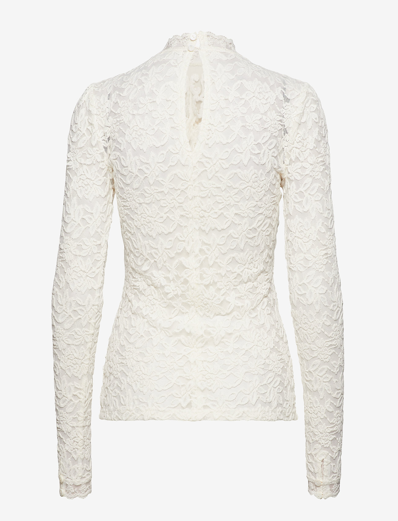 Rosemunde - RWDelicia LS T-neck T-shirt - langärmlige tops - ivory - 1