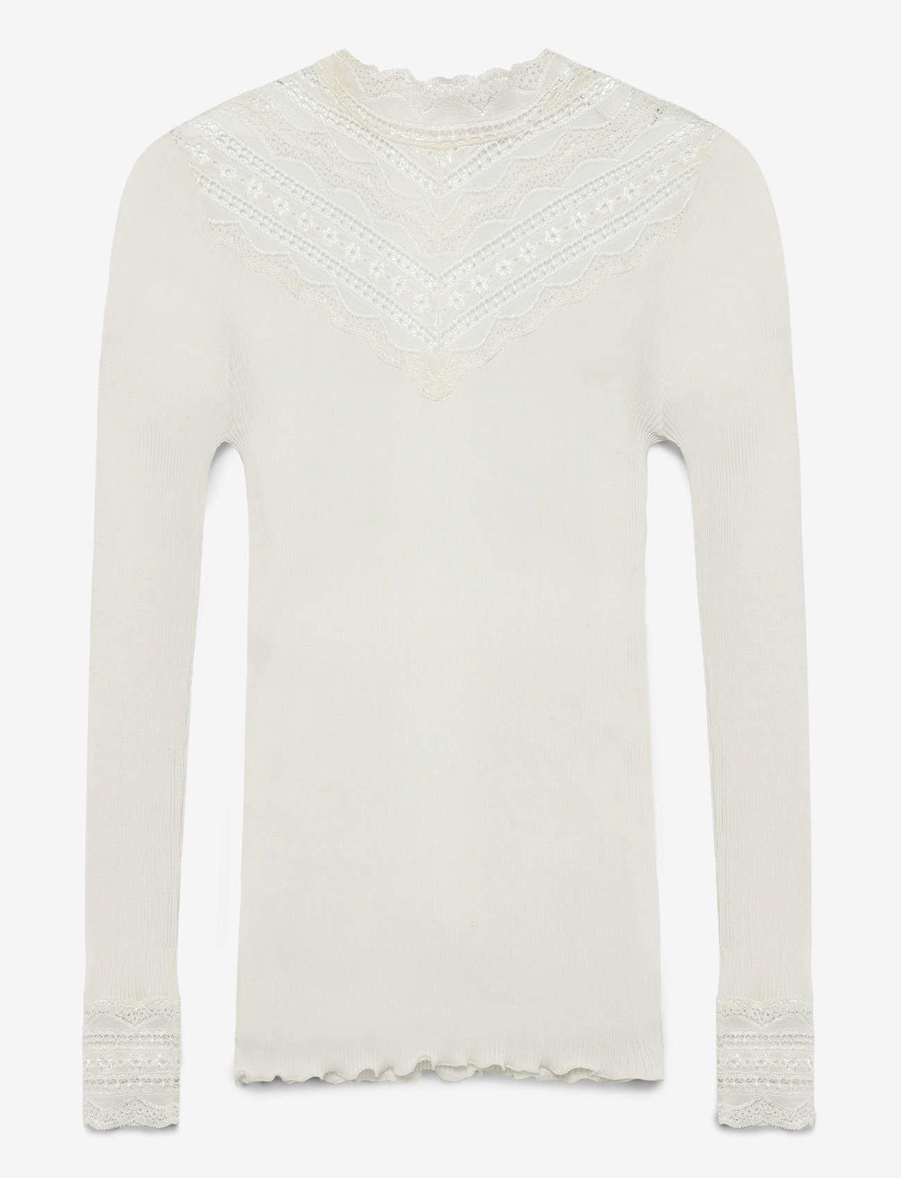Rosemunde - RWBenita Silk LS  Lace T-neck T-shi - pitkähihaiset paidat - ivory - 1
